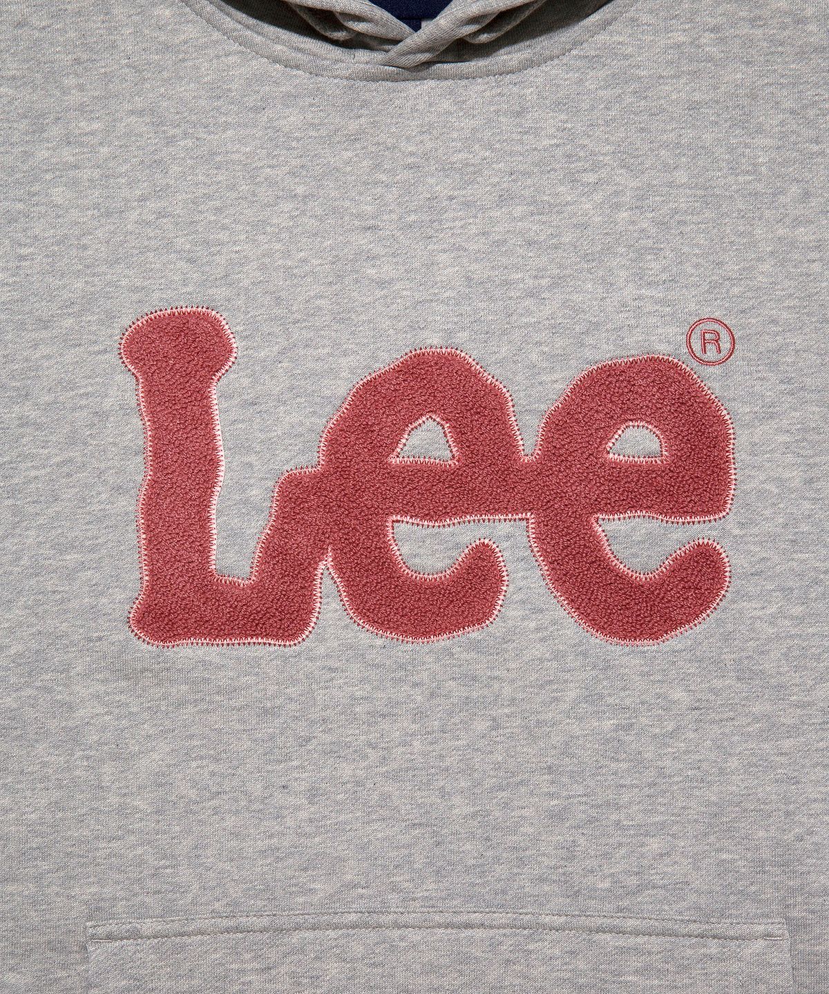 리(LEE) 부클 트위치 로고 기모 후드 티셔츠 그레이