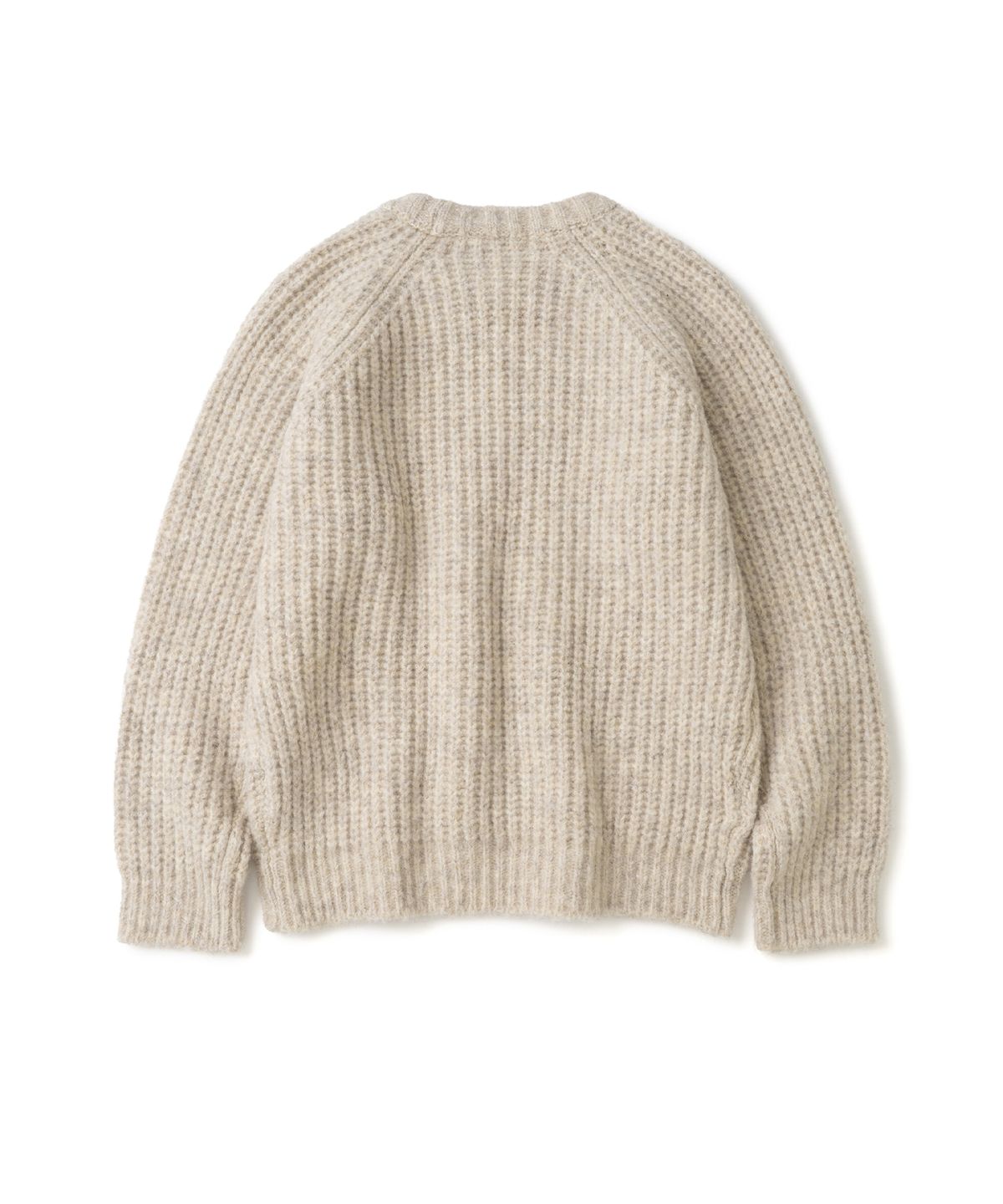 니티드(KNITTED) (UNISEX) 부클 래글런 와플 크롭 라운드 니트 OATMEAL