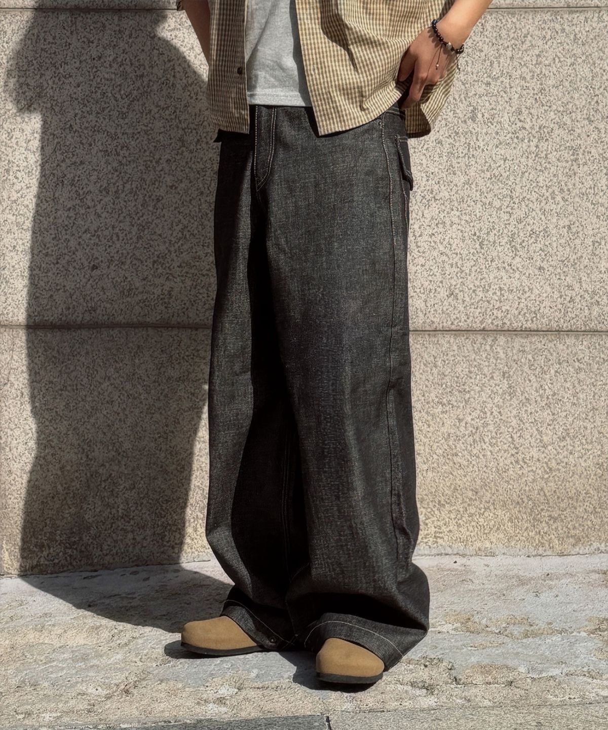 딥센스(DEEP SENSE) Non-Fade Camo Pocket Wide Denim Pants -2color