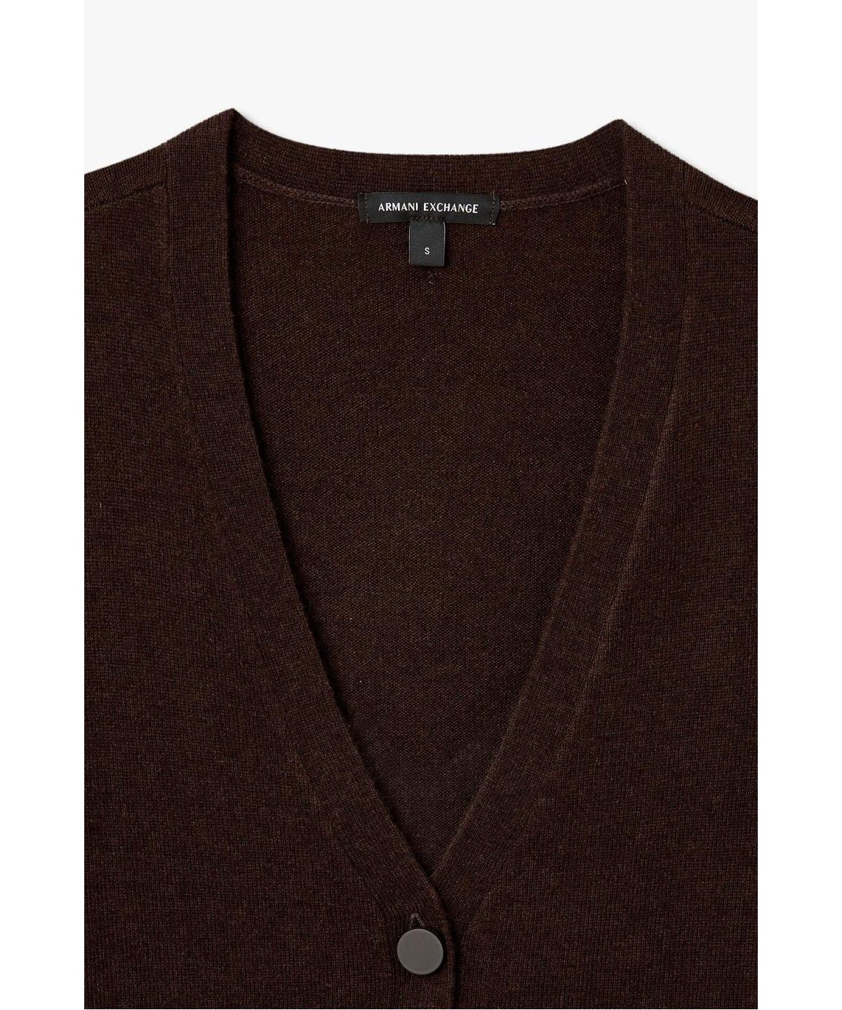 아르마니 익스체인지(ARMANI EXCHANGE) 여성 캐시미어 블렌드 레이어드 가디건 _다크 브라운_A426332508