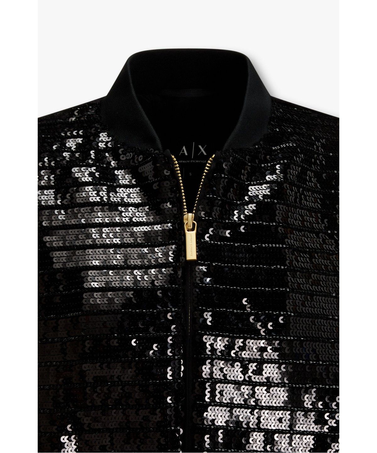 아르마니 익스체인지(ARMANI EXCHANGE) 여성 스팽글 디테일 블루종 자켓 _블랙_A426310505