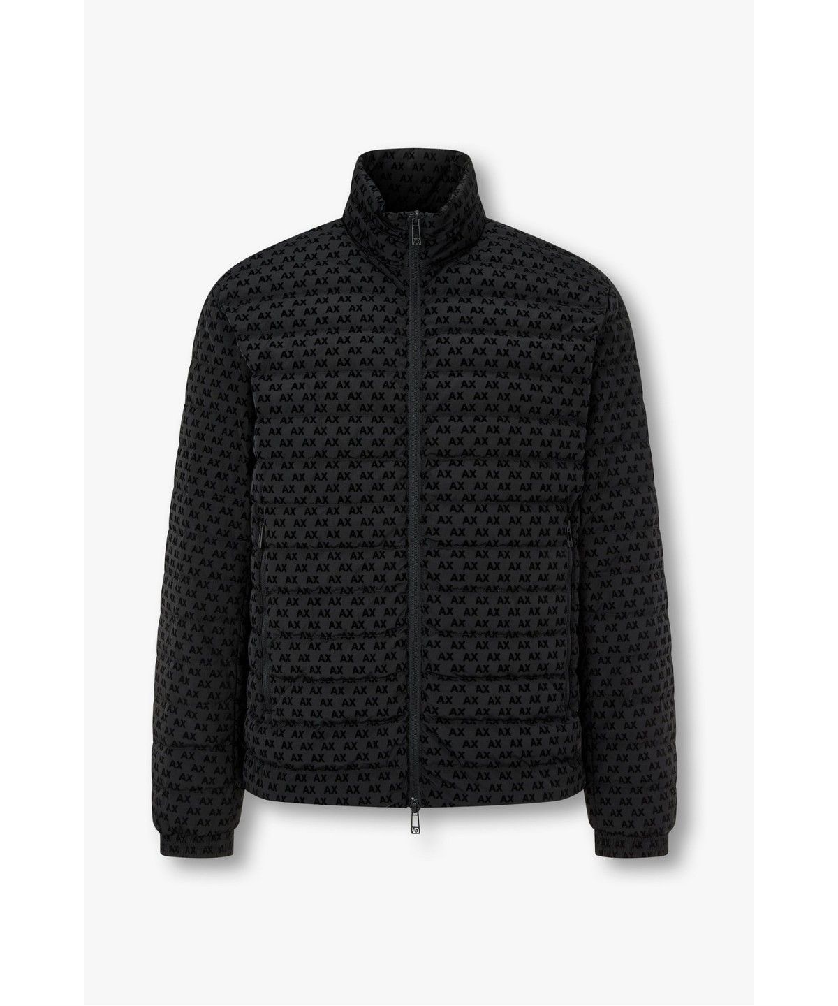 아르마니 익스체인지(ARMANI EXCHANGE) 남성 플록 로고 하이넥 다운 자켓 _블랙_A416310003