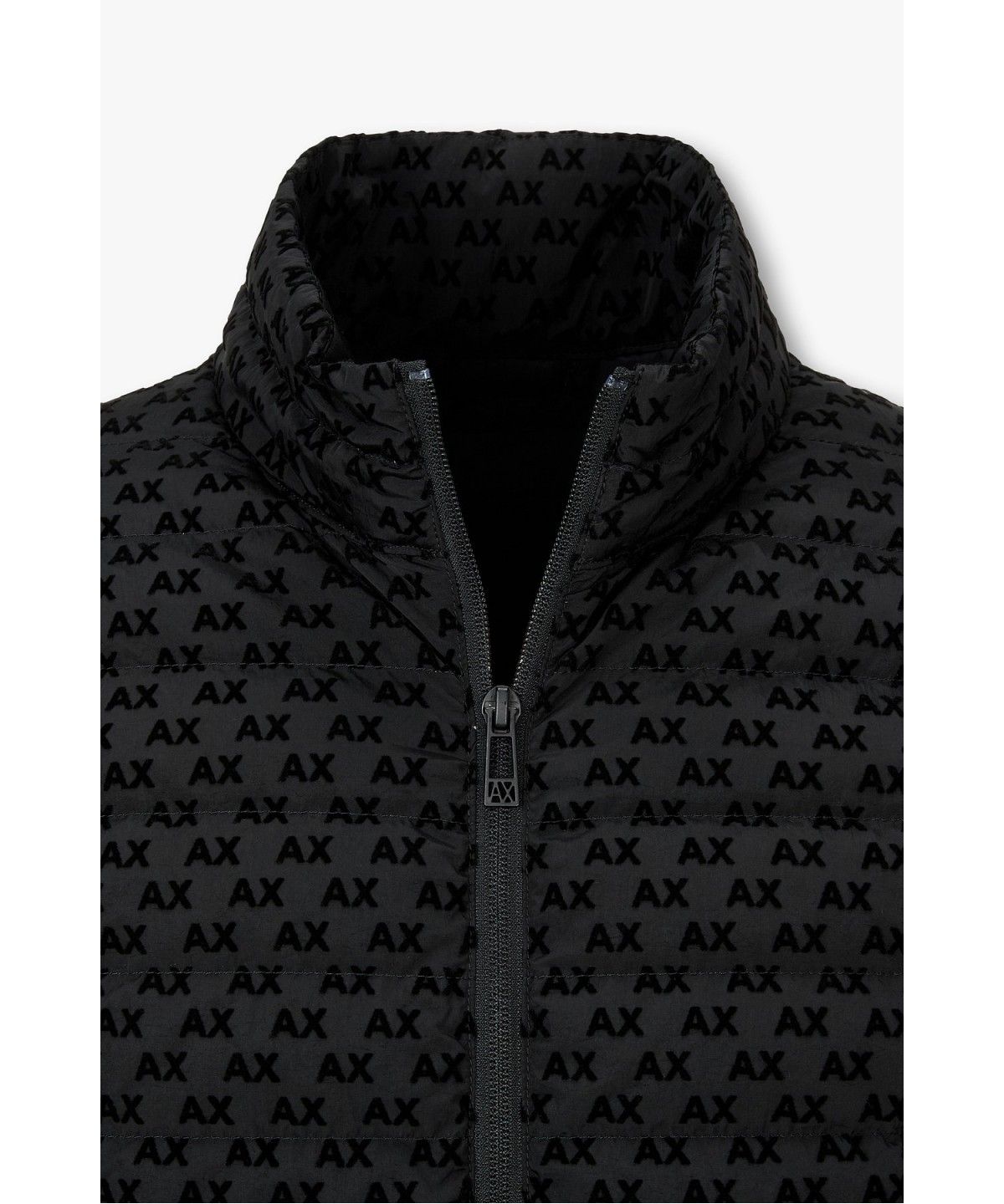 아르마니 익스체인지(ARMANI EXCHANGE) 남성 플록 로고 하이넥 다운 자켓 _블랙_A416310003