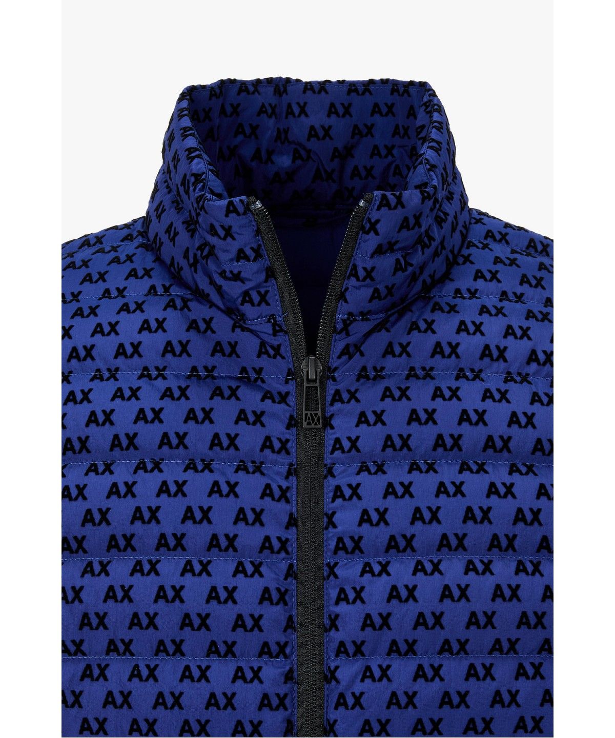 아르마니 익스체인지(ARMANI EXCHANGE) 남성 플록 로고 하이넥 다운 자켓 _블루_A416310004