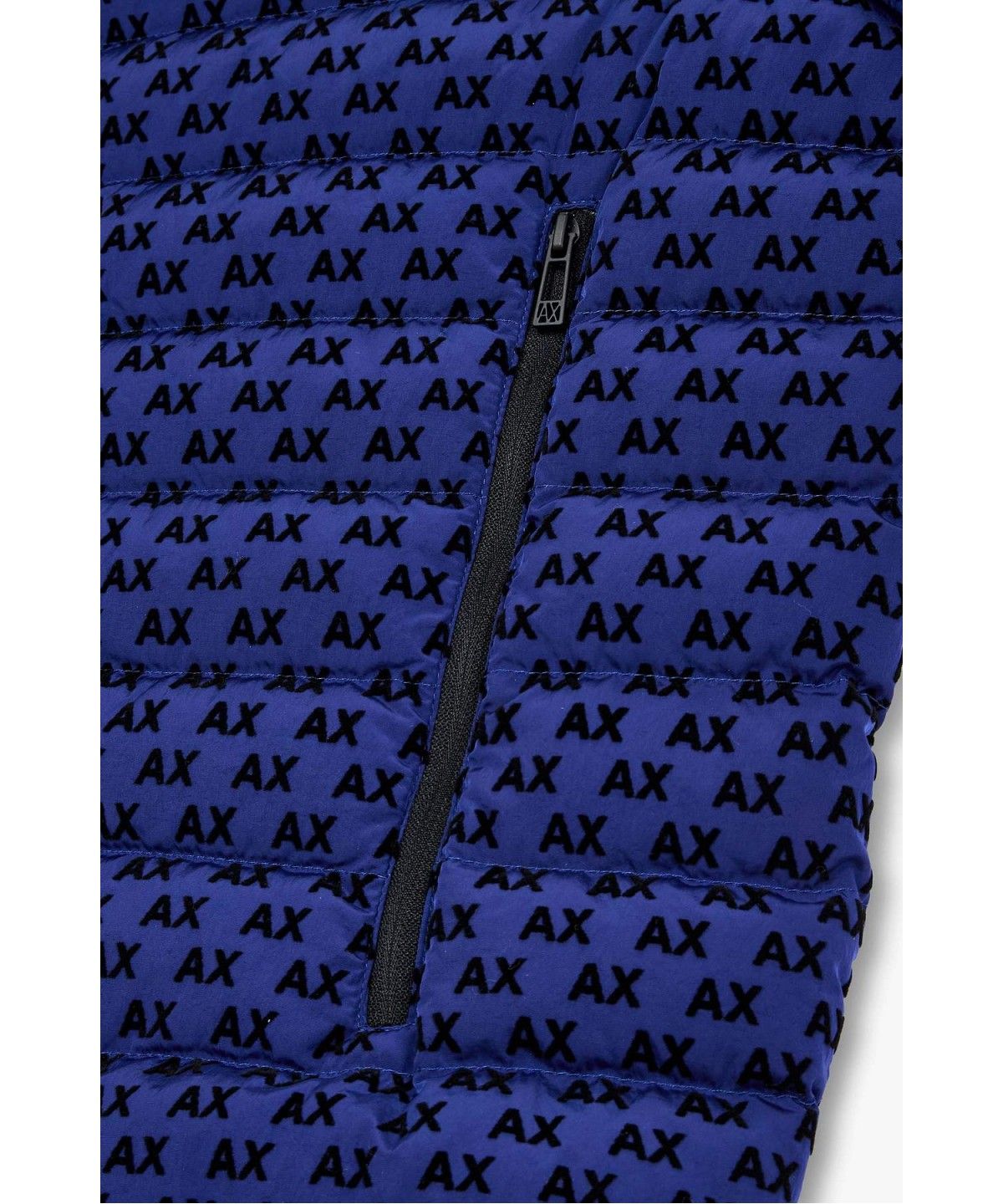 아르마니 익스체인지(ARMANI EXCHANGE) 남성 플록 로고 하이넥 다운 자켓 _블루_A416310004