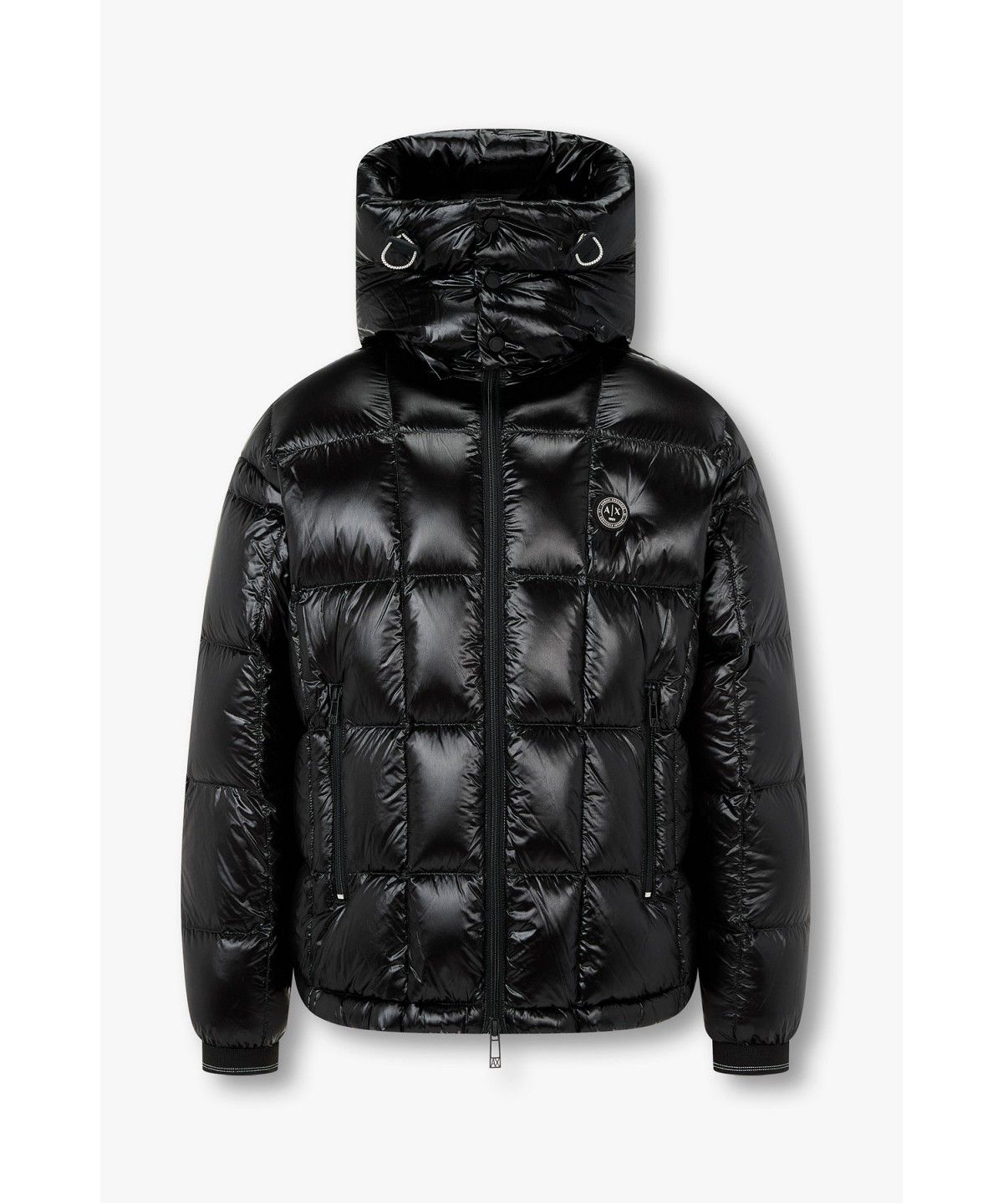 아르마니 익스체인지(ARMANI EXCHANGE) 남성 스퀘어 퀼팅 후디 다운 패딩 자켓 _블랙_A416310009