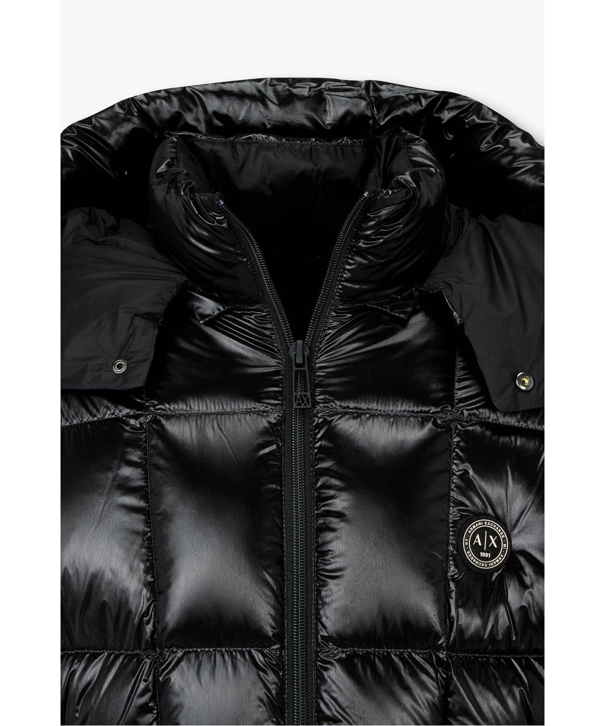 아르마니 익스체인지(ARMANI EXCHANGE) 남성 스퀘어 퀼팅 후디 다운 패딩 자켓 _블랙_A416310009