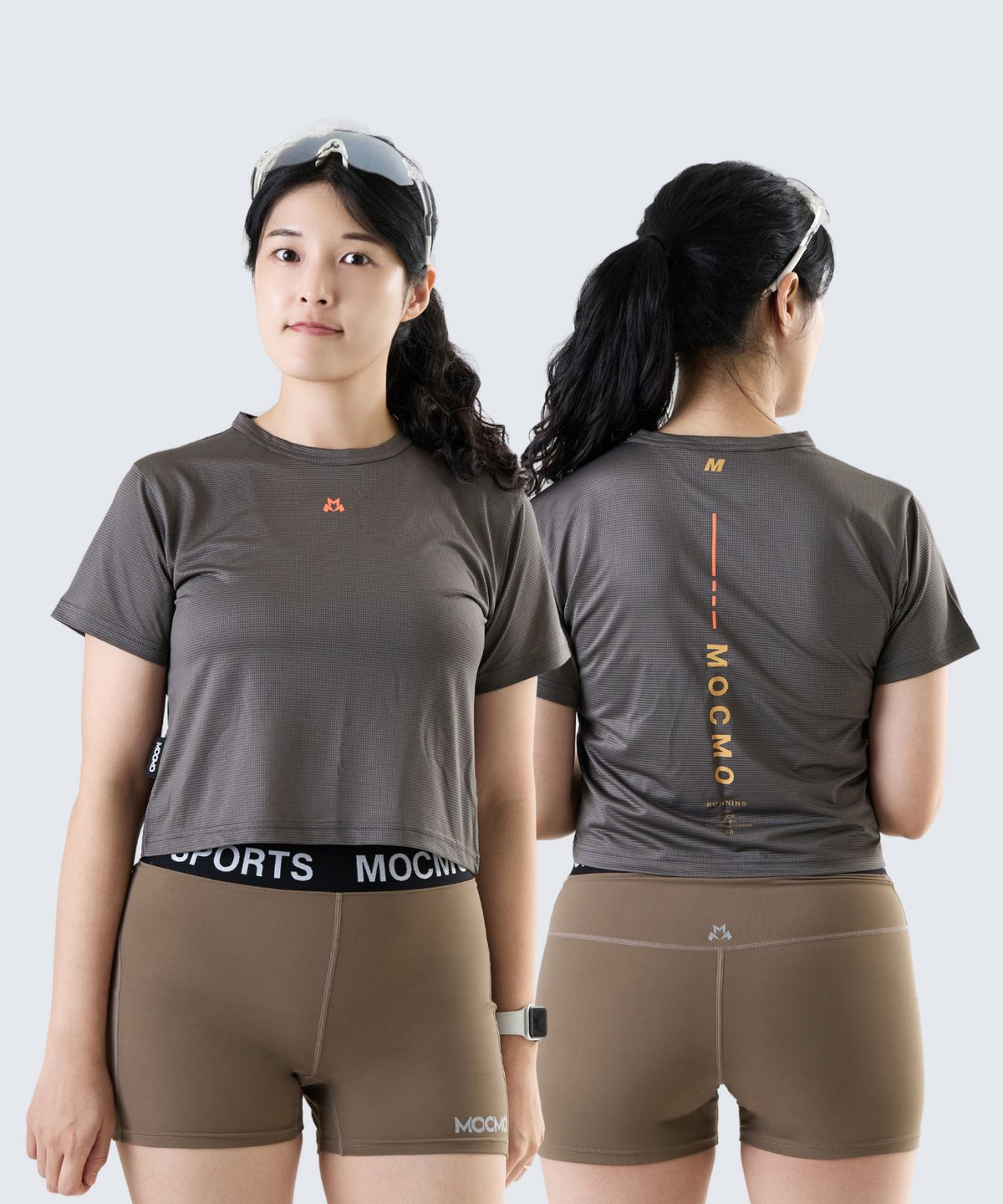 모크모(MOCMO) 페이스 런 크롭 반팔 티셔츠