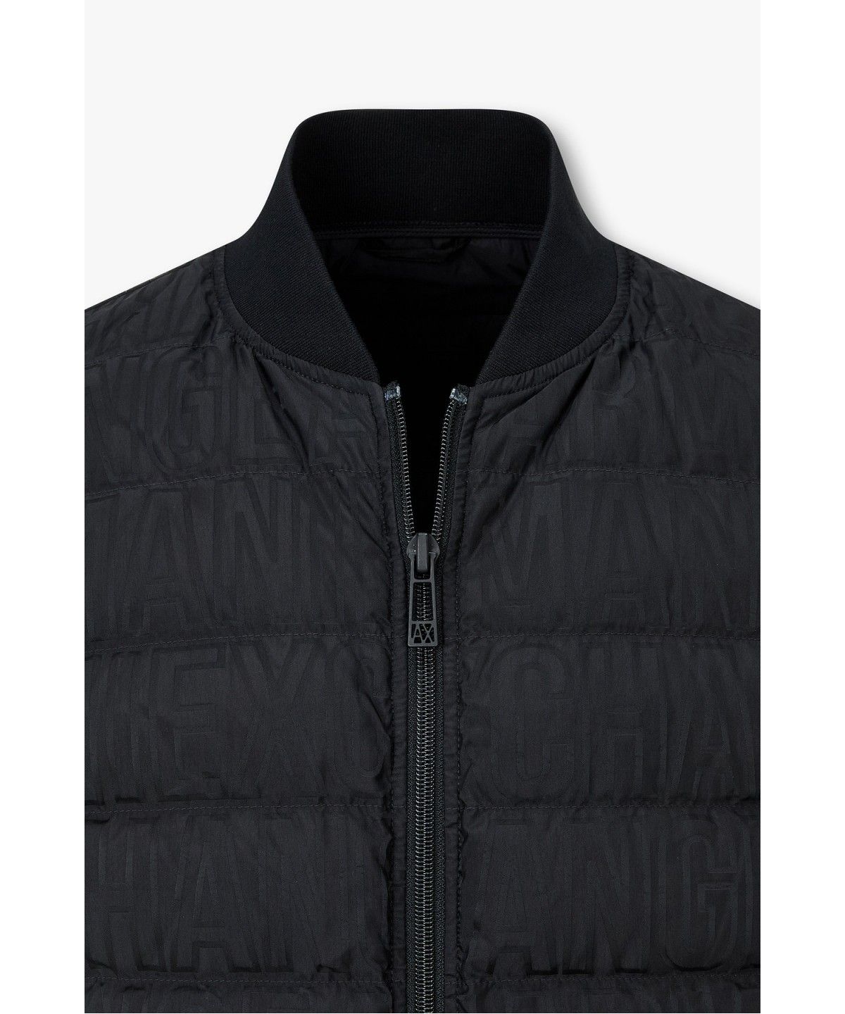 아르마니 익스체인지(ARMANI EXCHANGE) 남성 올오버 로고 퀼팅 다운 패딩 자켓 _블랙_A416310005