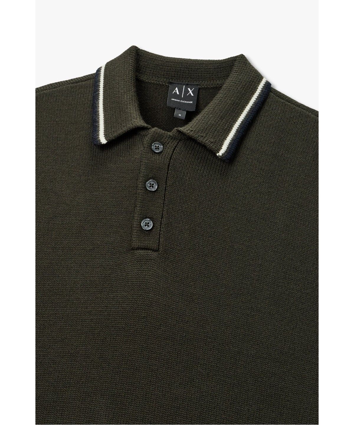 아르마니 익스체인지(ARMANI EXCHANGE) 남성 배색 라인 트림 폴로 니트 _파티그_A416332024