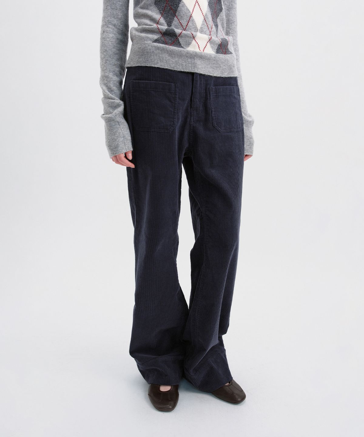 시메트릭 퍼센트(SYMMETRICPERCENT) Corduroy Flare Pants / Navy
