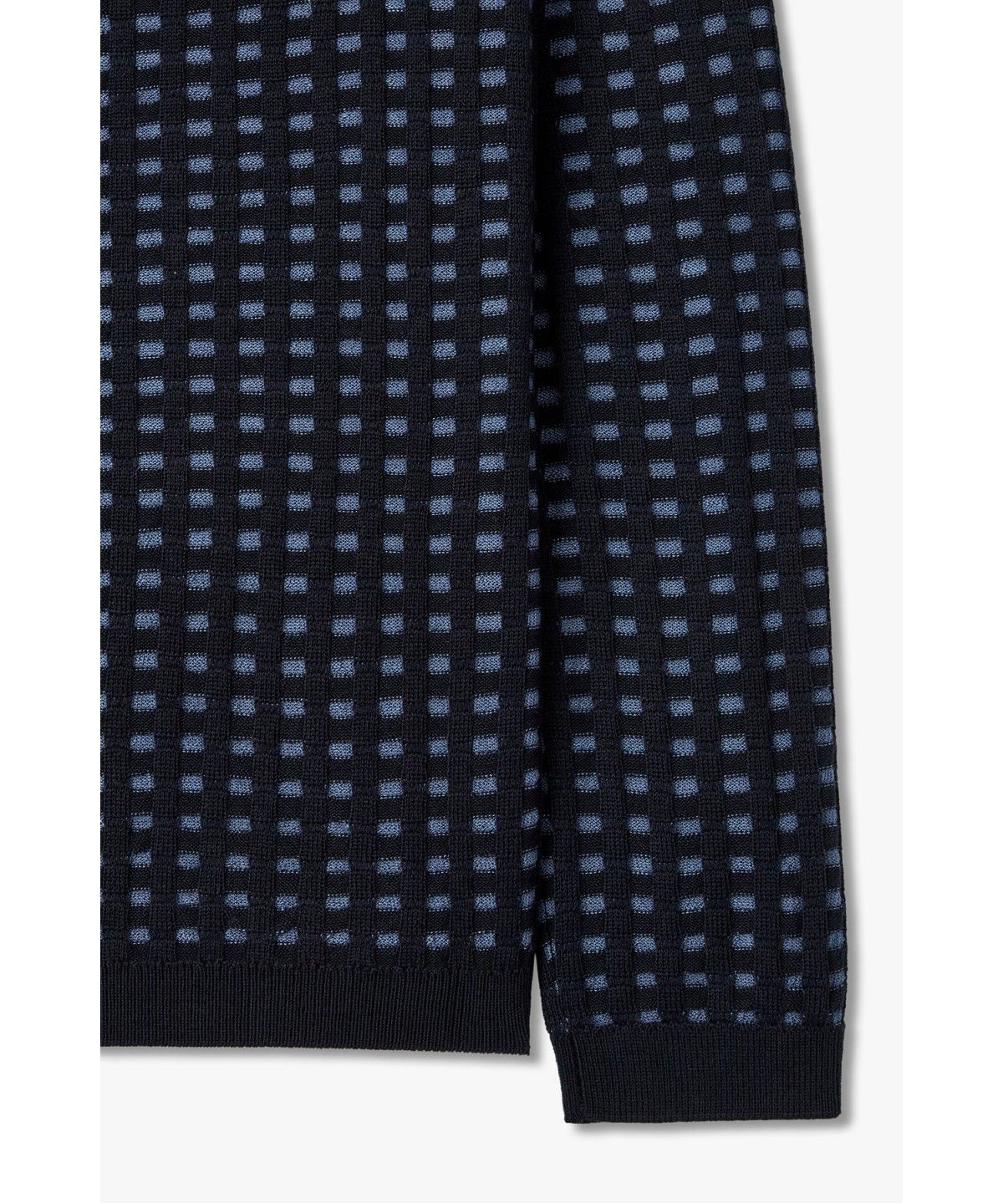 아르마니 익스체인지(ARMANI EXCHANGE) 남성 울 블렌드 투톤 체크 패턴 니트 _다크 네이비_A416332014