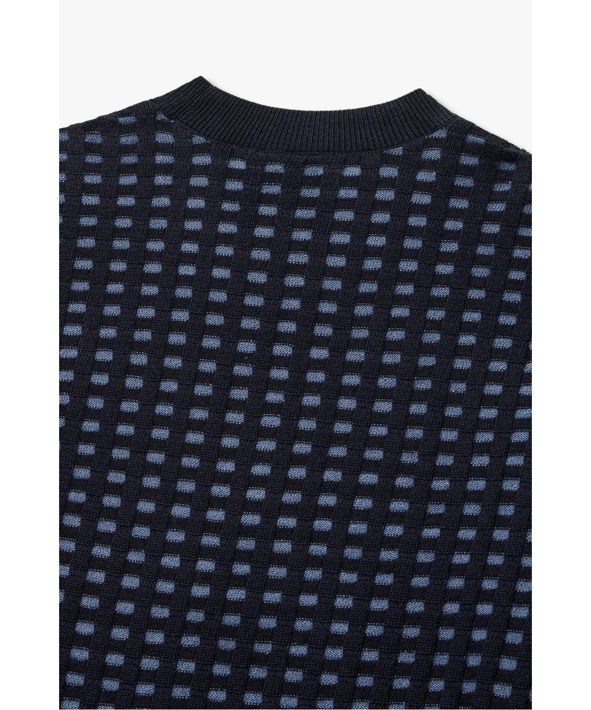 아르마니 익스체인지(ARMANI EXCHANGE) 남성 울 블렌드 투톤 체크 패턴 니트 _다크 네이비_A416332014
