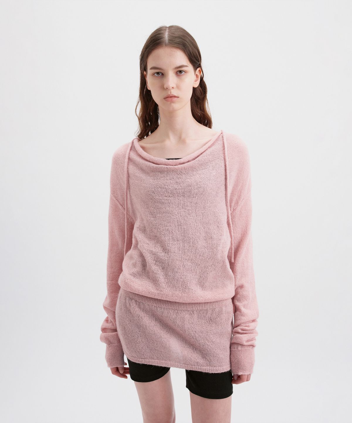 시메트릭 퍼센트(SYMMETRICPERCENT) Cowl Neck Longline Knit / Pink