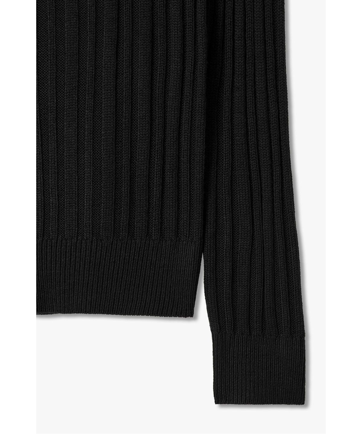아르마니 익스체인지(ARMANI EXCHANGE) 남성 리브드 하이넥 집업 가디건 _블랙_A416332015