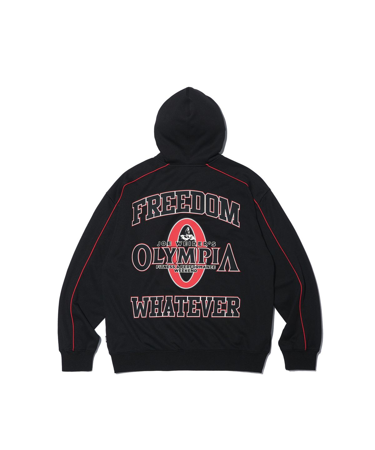 프리덤(FREEDOM) 올림피아 백 프린팅 엠보 메쉬 후드집업 (블랙)