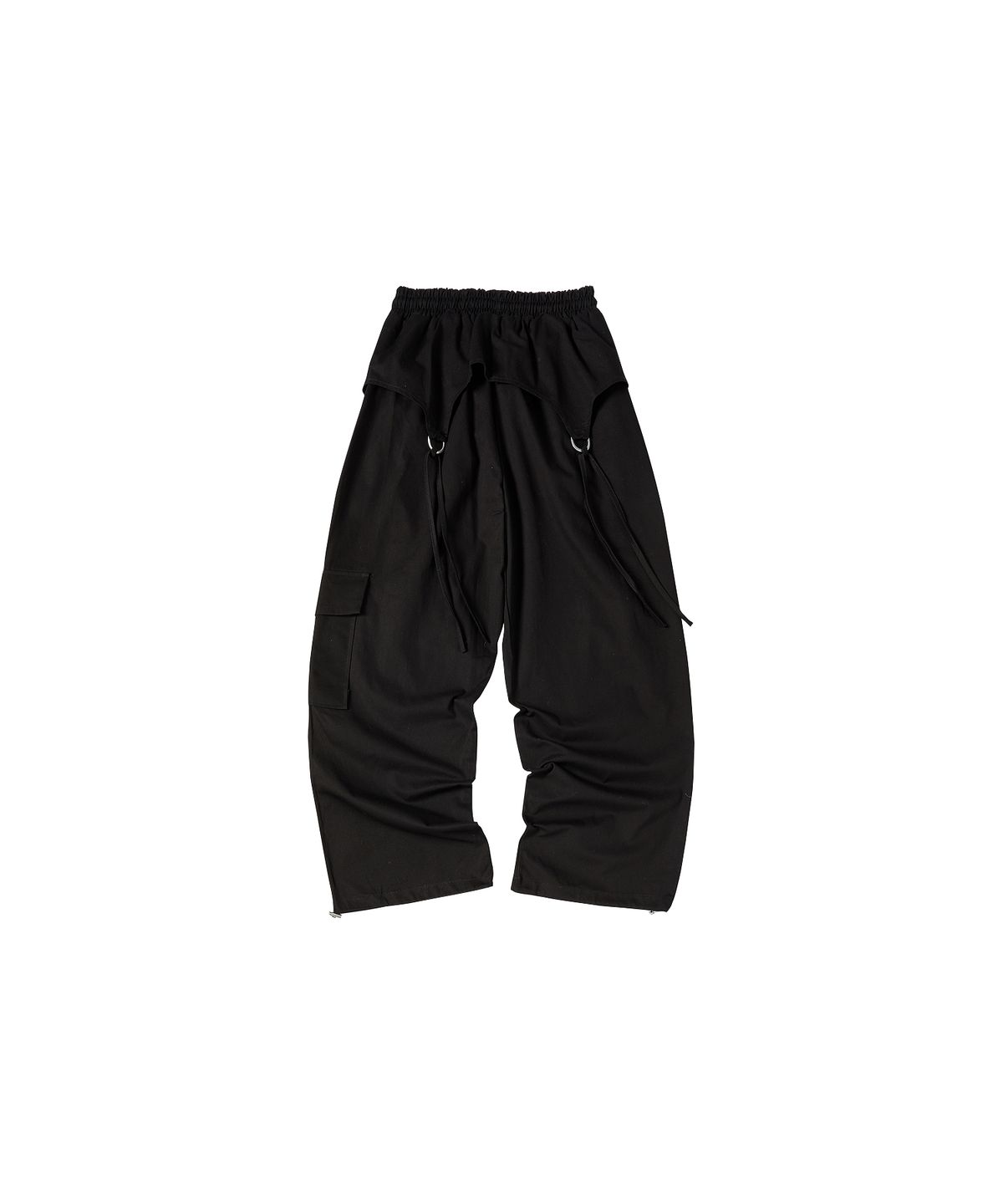 꼬모니노즈(COMONINOZ) W RE-D-RING STRING PANTS [BLACK]