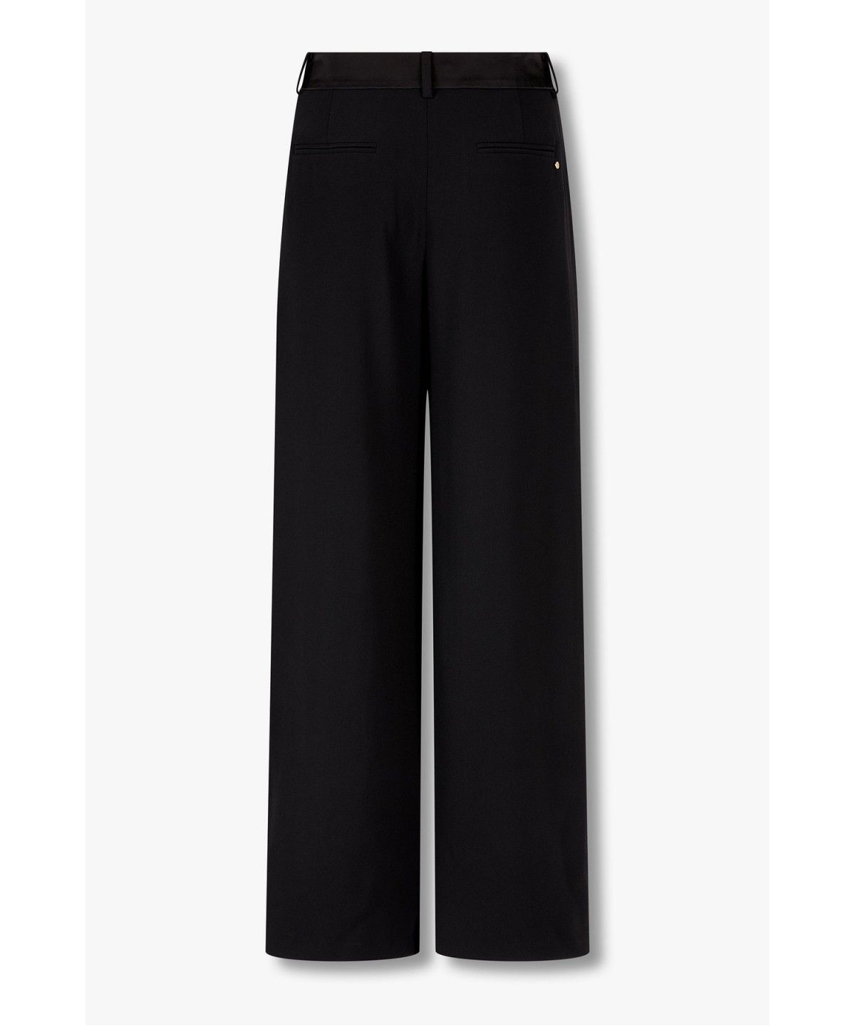 아르마니 익스체인지(ARMANI EXCHANGE) 여성 새틴 인서트 핀턱 오버 핏 팬츠 _블랙_A426341506