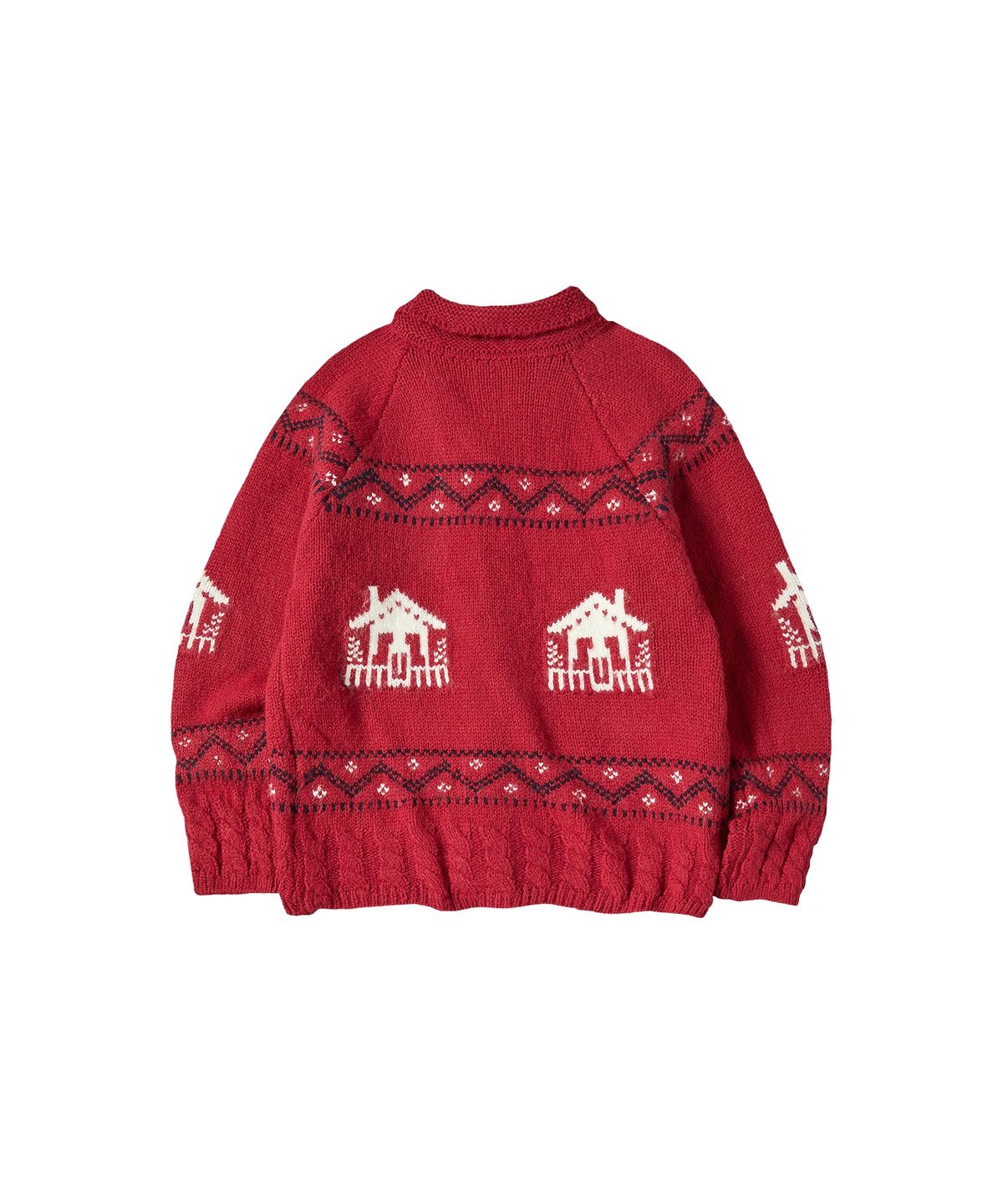 꼬모니노즈(COMONINOZ) W HOUSE NORDIC KNIT CARDIGAN [RED]