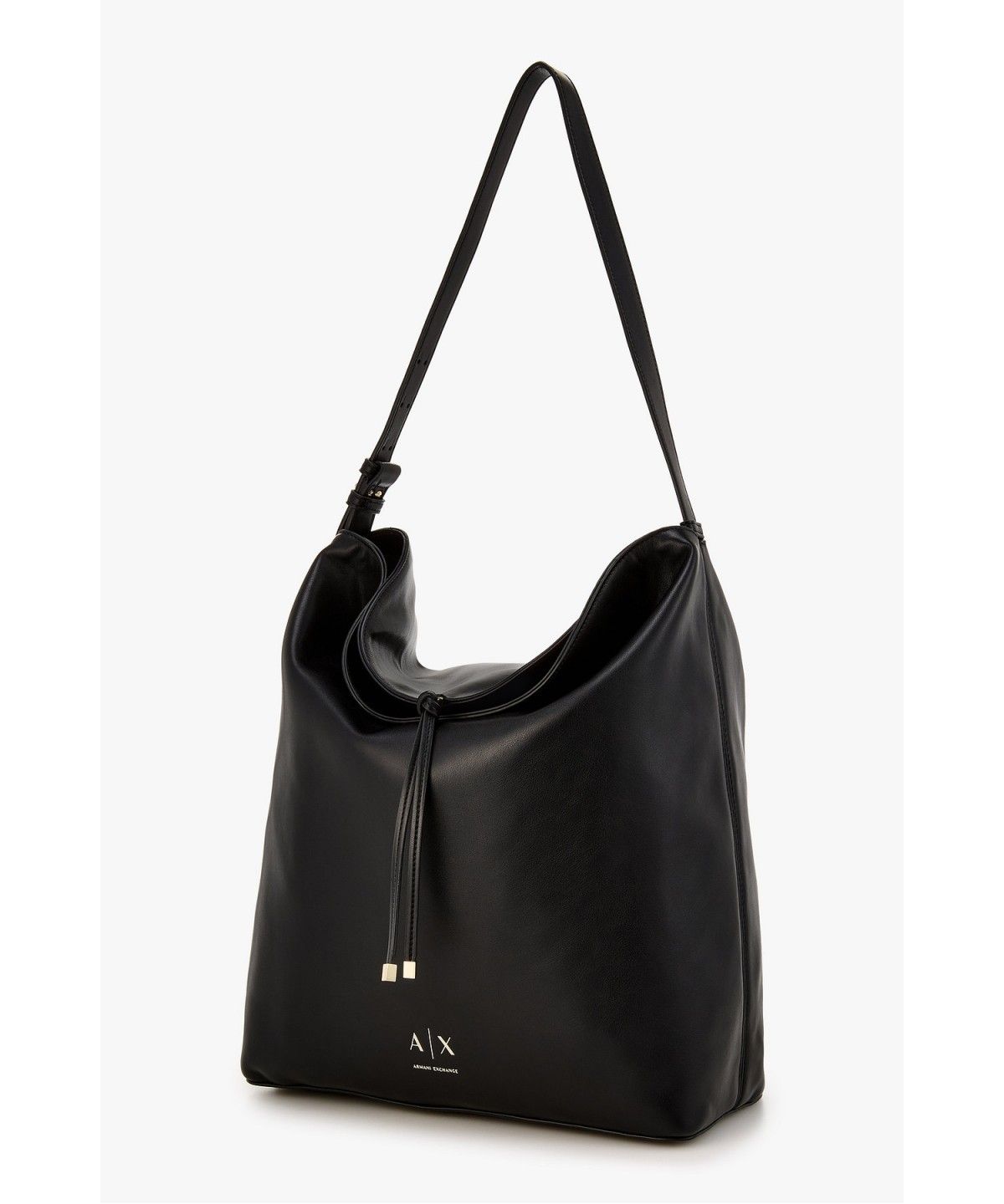 아르마니 익스체인지(ARMANI EXCHANGE) 여성 신세틱 레더 플랩 호보백 _블랙_A426370501