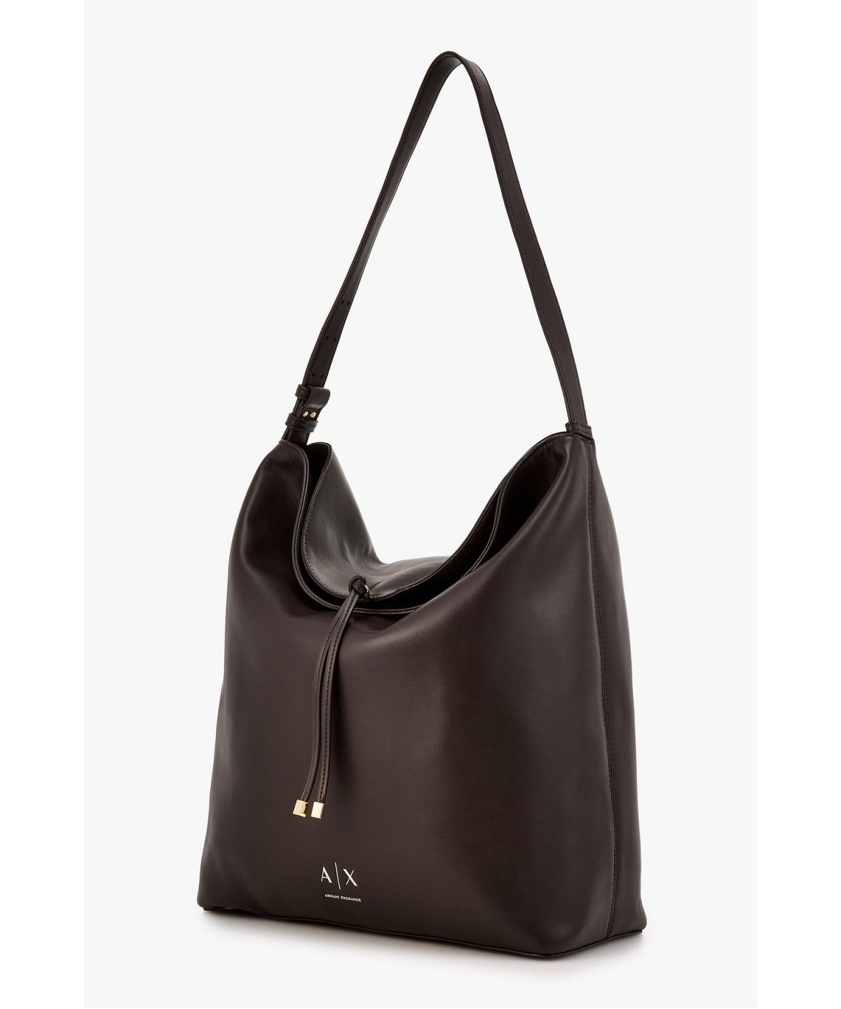 아르마니 익스체인지(ARMANI EXCHANGE) 여성 신세틱 레더 플랩 호보백 _다크 브라운_A426370502