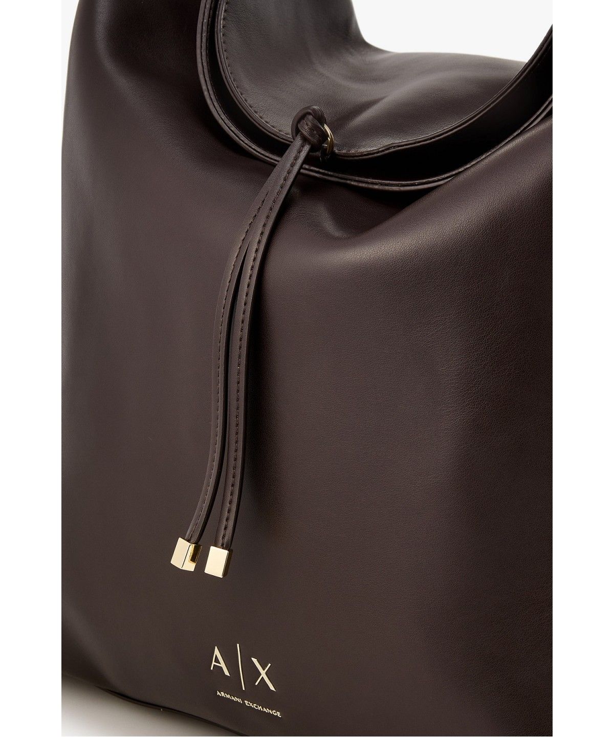 아르마니 익스체인지(ARMANI EXCHANGE) 여성 신세틱 레더 플랩 호보백 _다크 브라운_A426370502