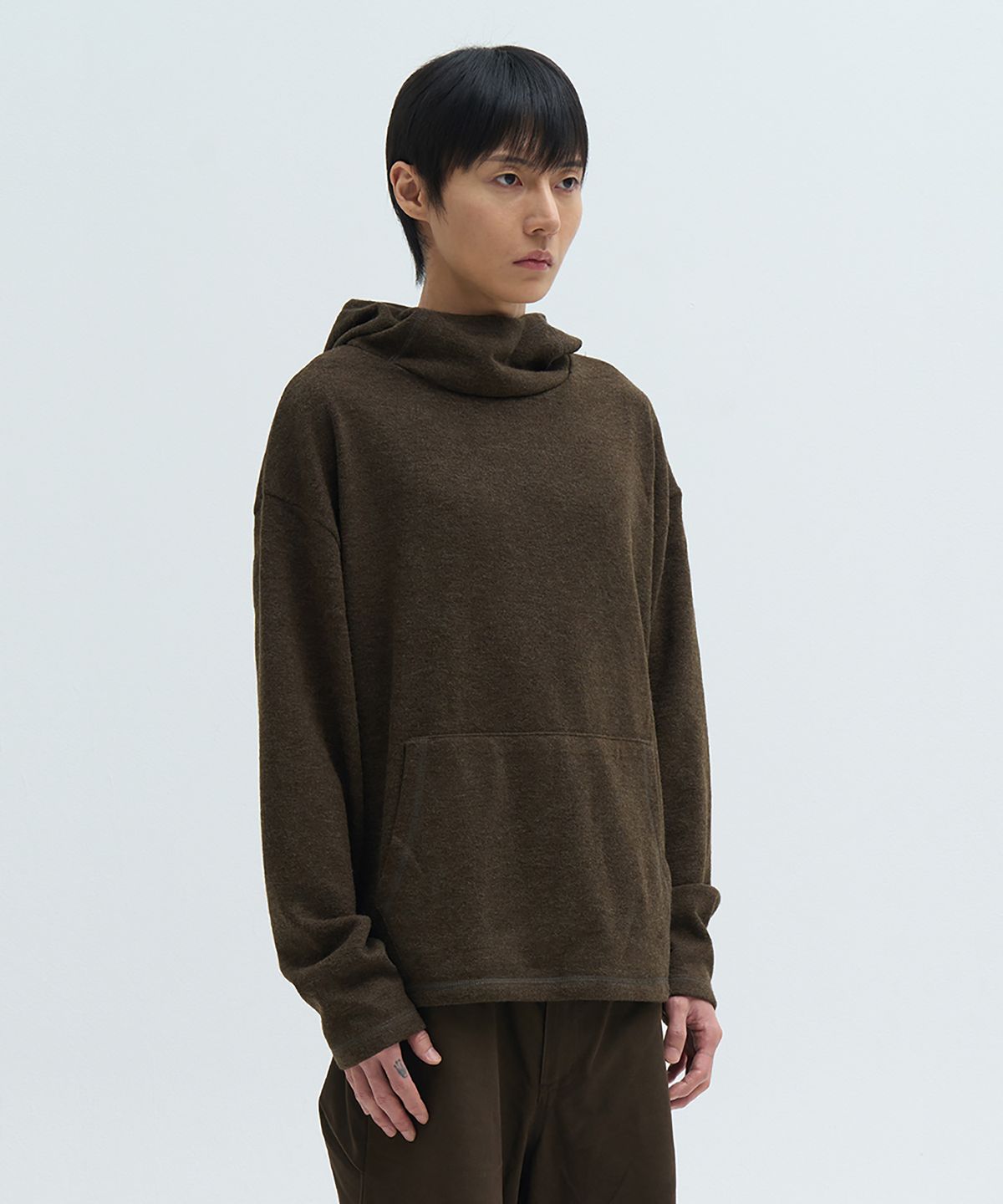 카사카사(KASAKASA) Wool Boucle Hoodie Brown