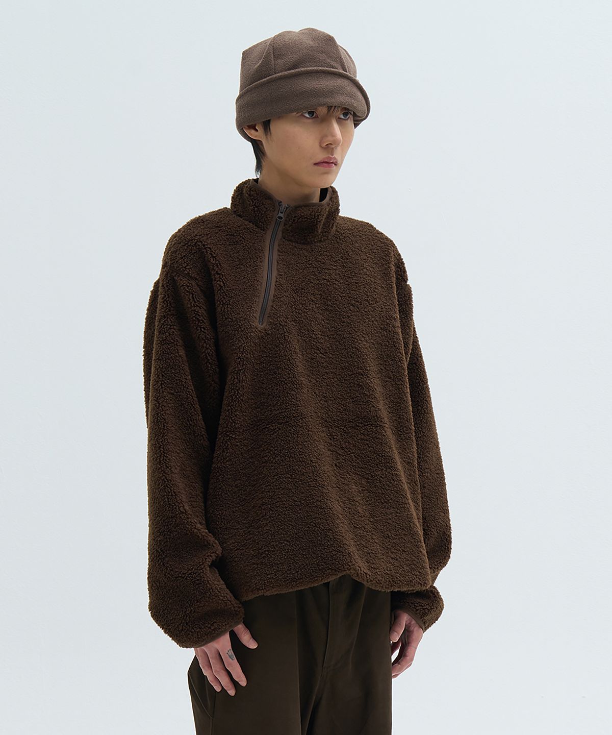 카사카사(KASAKASA) Fleece Zip Pullover Brown
