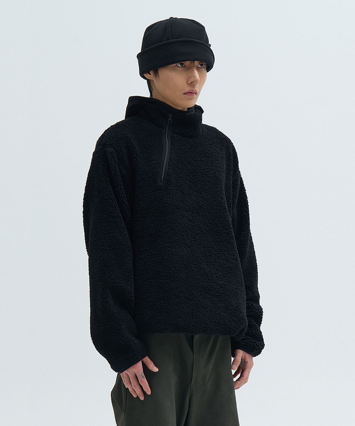 카사카사(KASAKASA) Fleece Zip Pullover Black