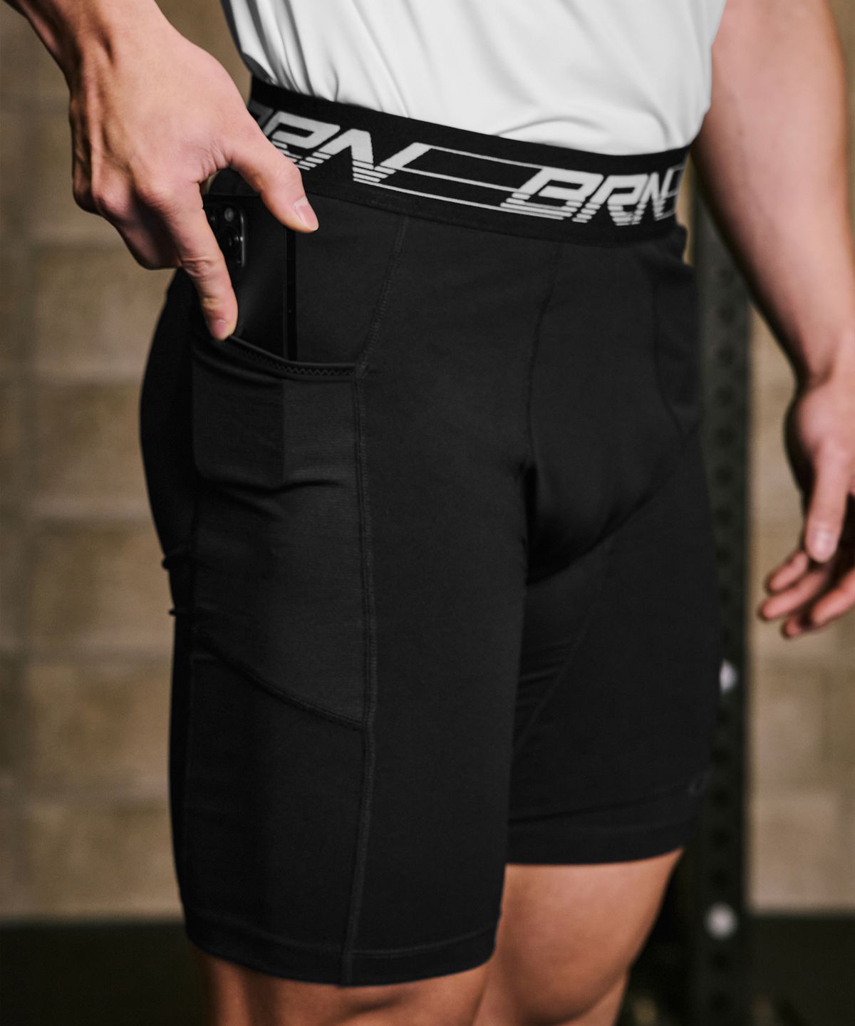 본투윈(BORN TO WIN) BRN OUTBAND BRIEF LINED SHORT LEGGINGS [BLACK]