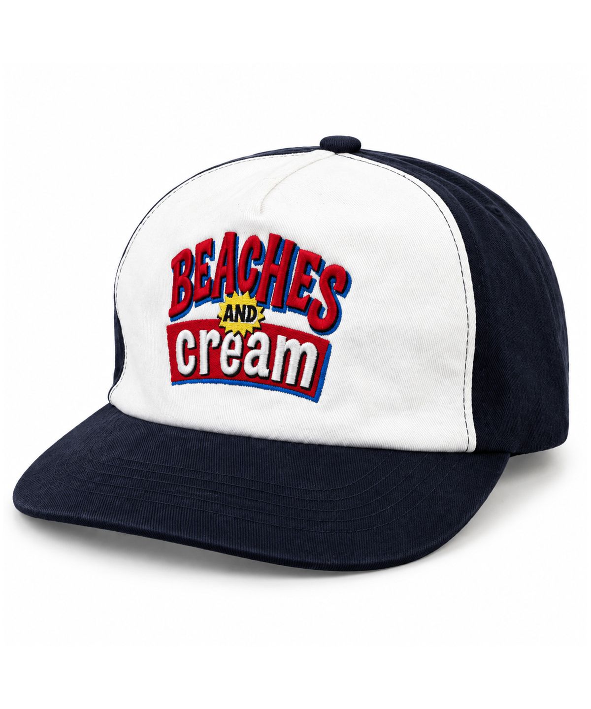 비치스앤크림(BEACHESANDCREAM) Retro Pop 5-Panel Two-tone Ball cap-navy