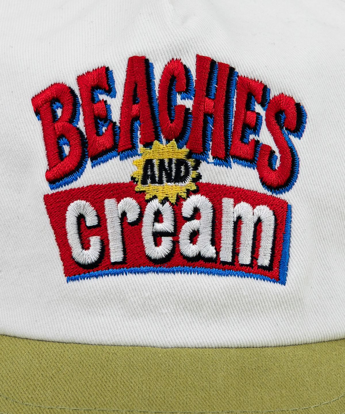 비치스앤크림(BEACHESANDCREAM) Retro Pop 5-Panel Two-tone Ball cap-green