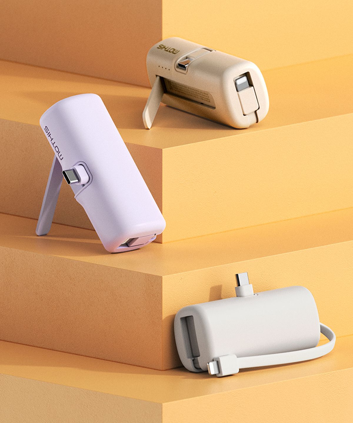 타이탄(TITAN) 접이식 도킹형 미니 C타입 일체형 보조배터리 8핀 케이블 동시충전 5000mAh