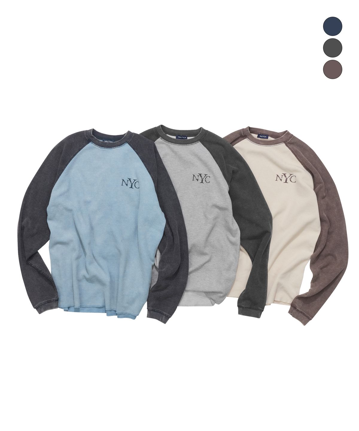 노티카(NAUTICA) NYC 와플 래글런 롱슬리브 티셔츠(3colors) JTL6206