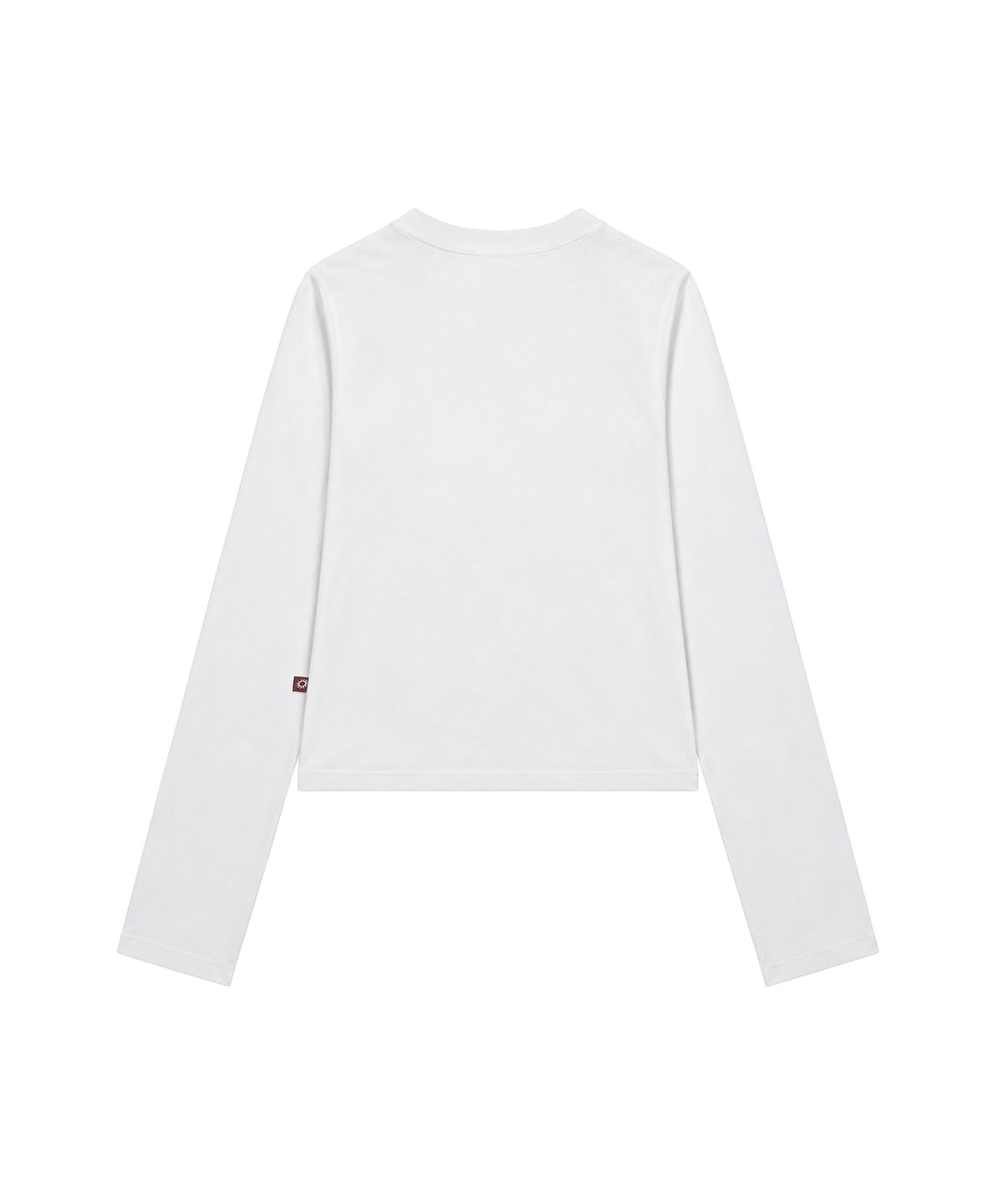 에스이에스티(S'EST) Crop Eyelet Cut-Out Long Sleeve T-Shirts White