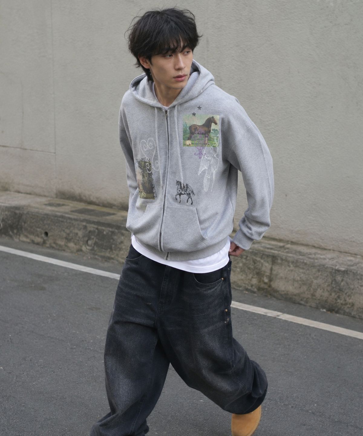 그레이버(GRAVER) [UNISEX]HOREY 후드집업_White