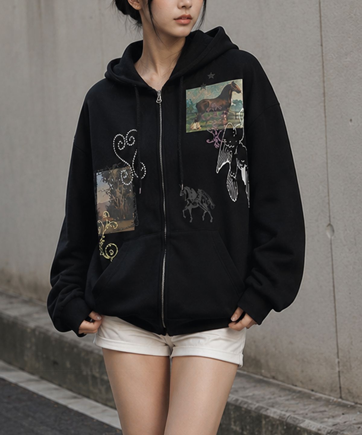 그레이버(GRAVER) [UNISEX]HOREY 후드집업_White