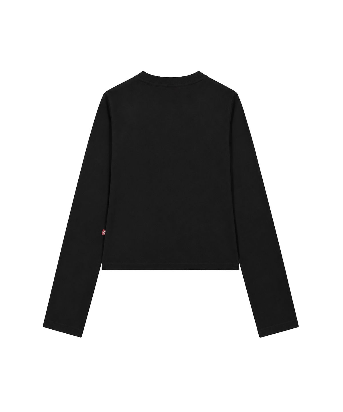 에스이에스티(S'EST) Crop Eyelet Cut-Out Long Sleeve T-Shirts Black