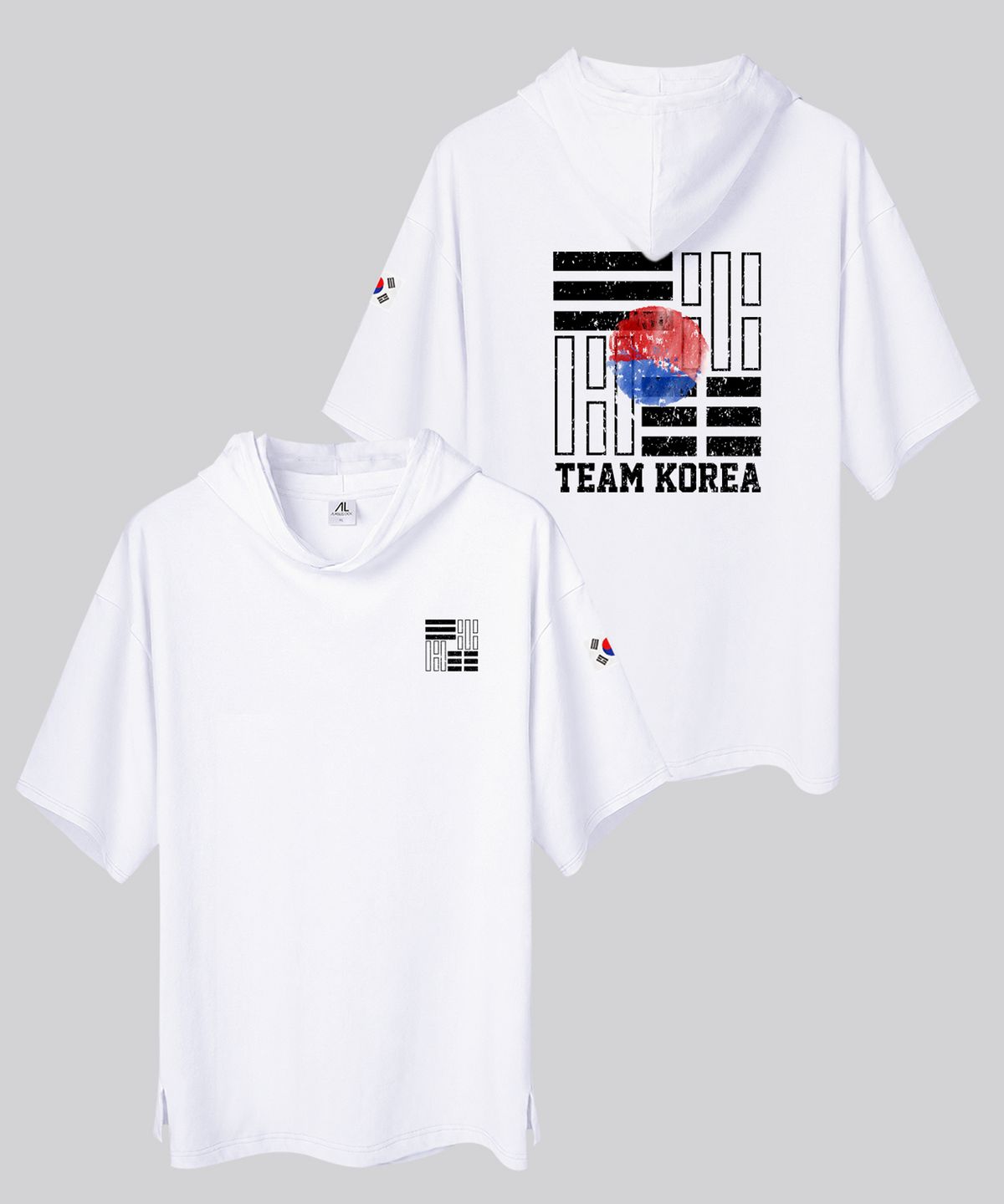 엠블룩(AMBLELOOK) 프리미엄 면스판 후드반팔티 태극기코리아 (3color)