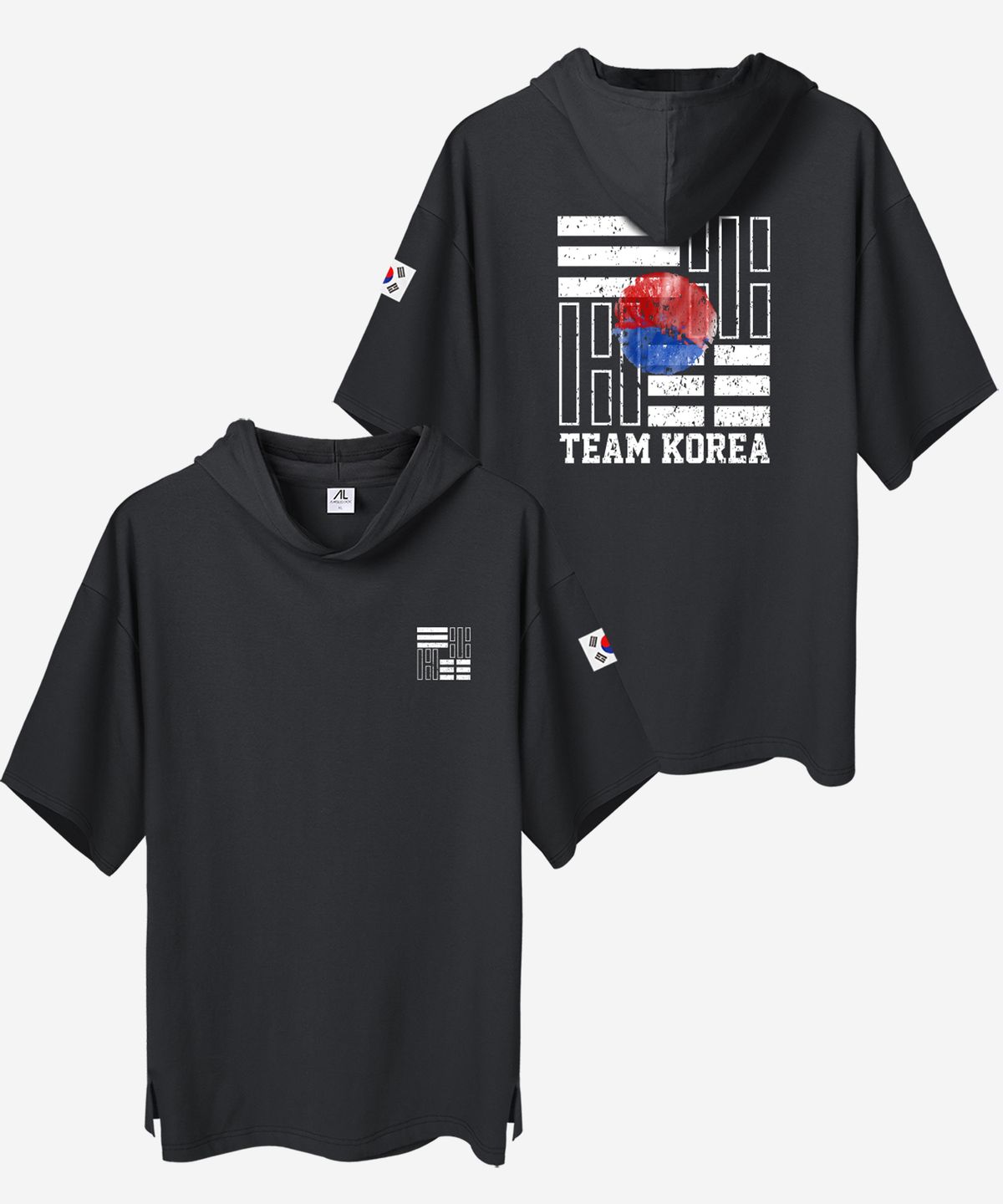 엠블룩(AMBLELOOK) 프리미엄 면스판 후드반팔티 태극기코리아 (3color)