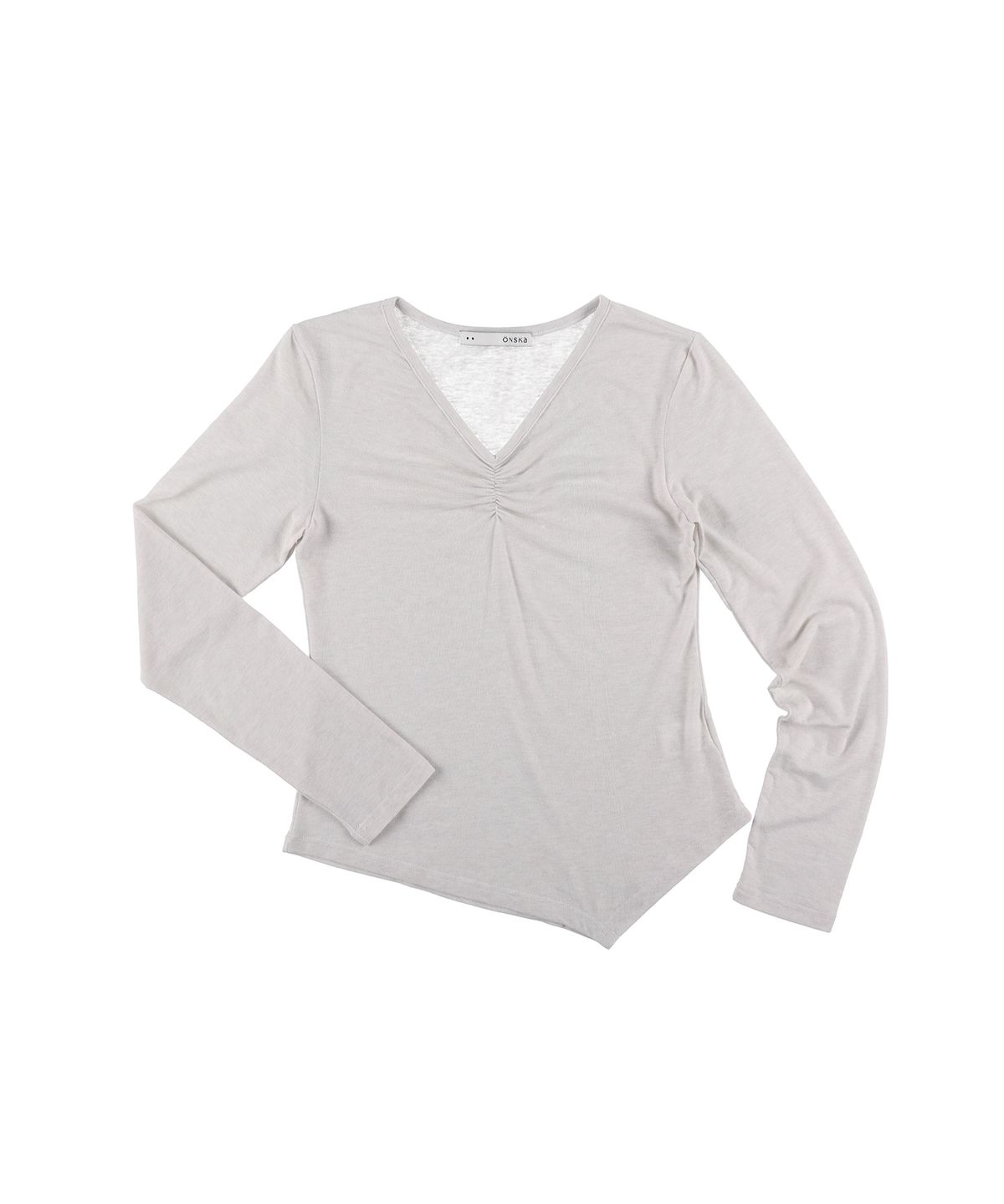 온스카(ONSKA) SOFT V-NECK LONG SLEEVE T (OATMEAL)