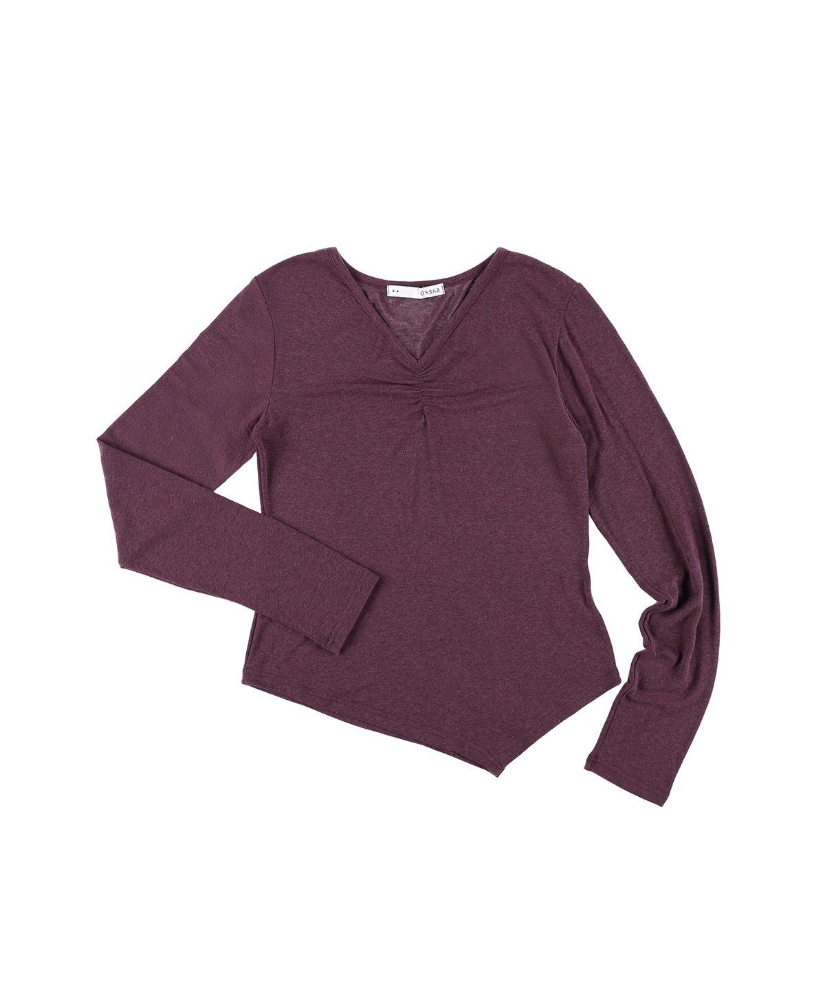온스카(ONSKA) SOFT V-NECK LONG SLEEVE T (PLUM)
