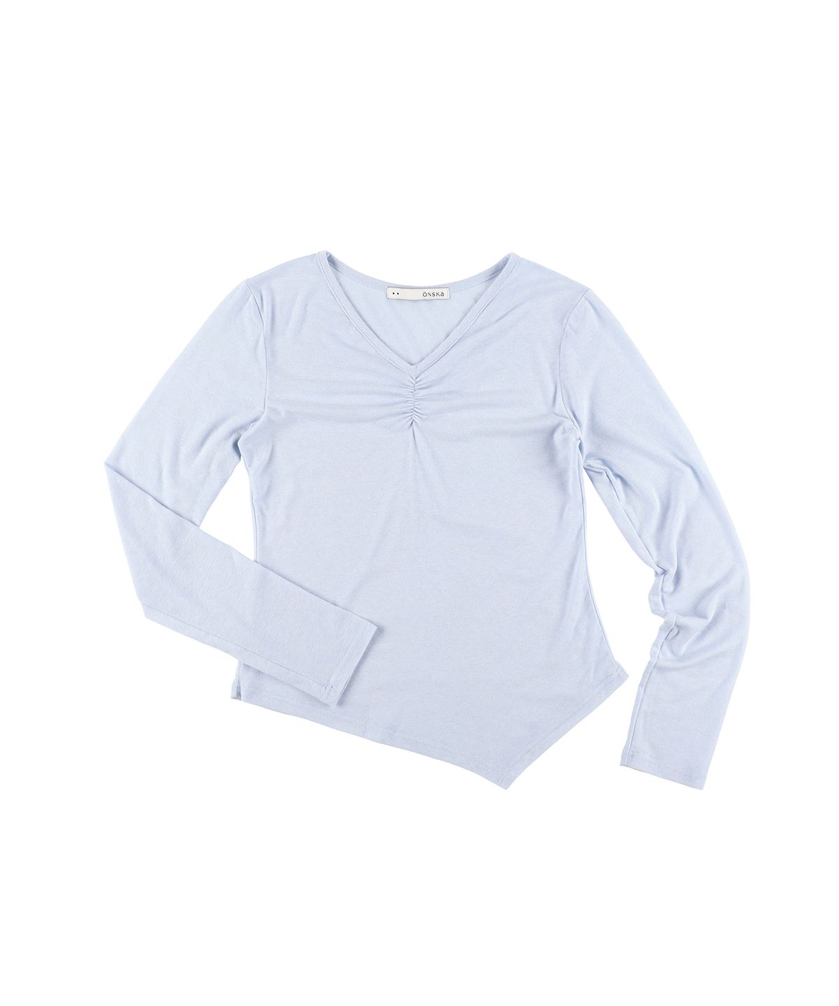 온스카(ONSKA) SOFT V-NECK LONG SLEEVE T (SKY BLUE)
