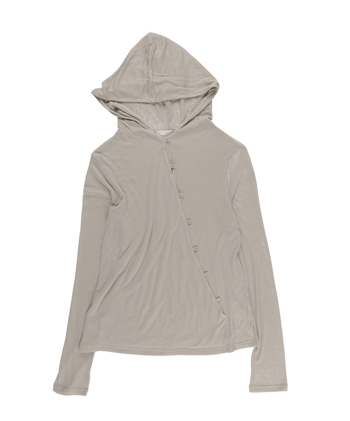 온스카(ONSKA) DRAPE BUTTON HOODED LONG SLEEVE T (SAND)
