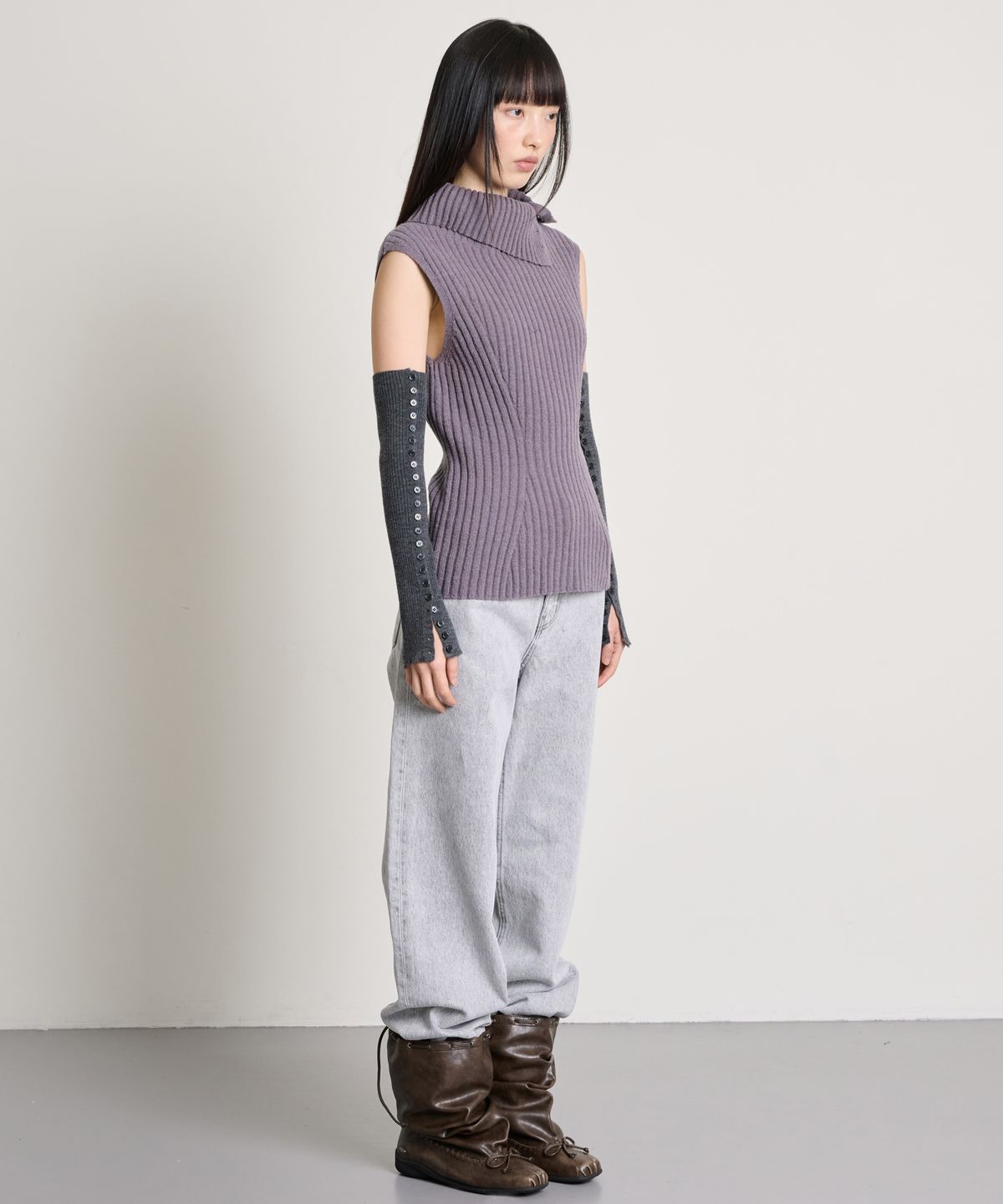 더애틋(THE AÉTUT) Ribbed Turtleneck Vest_Ash Purple