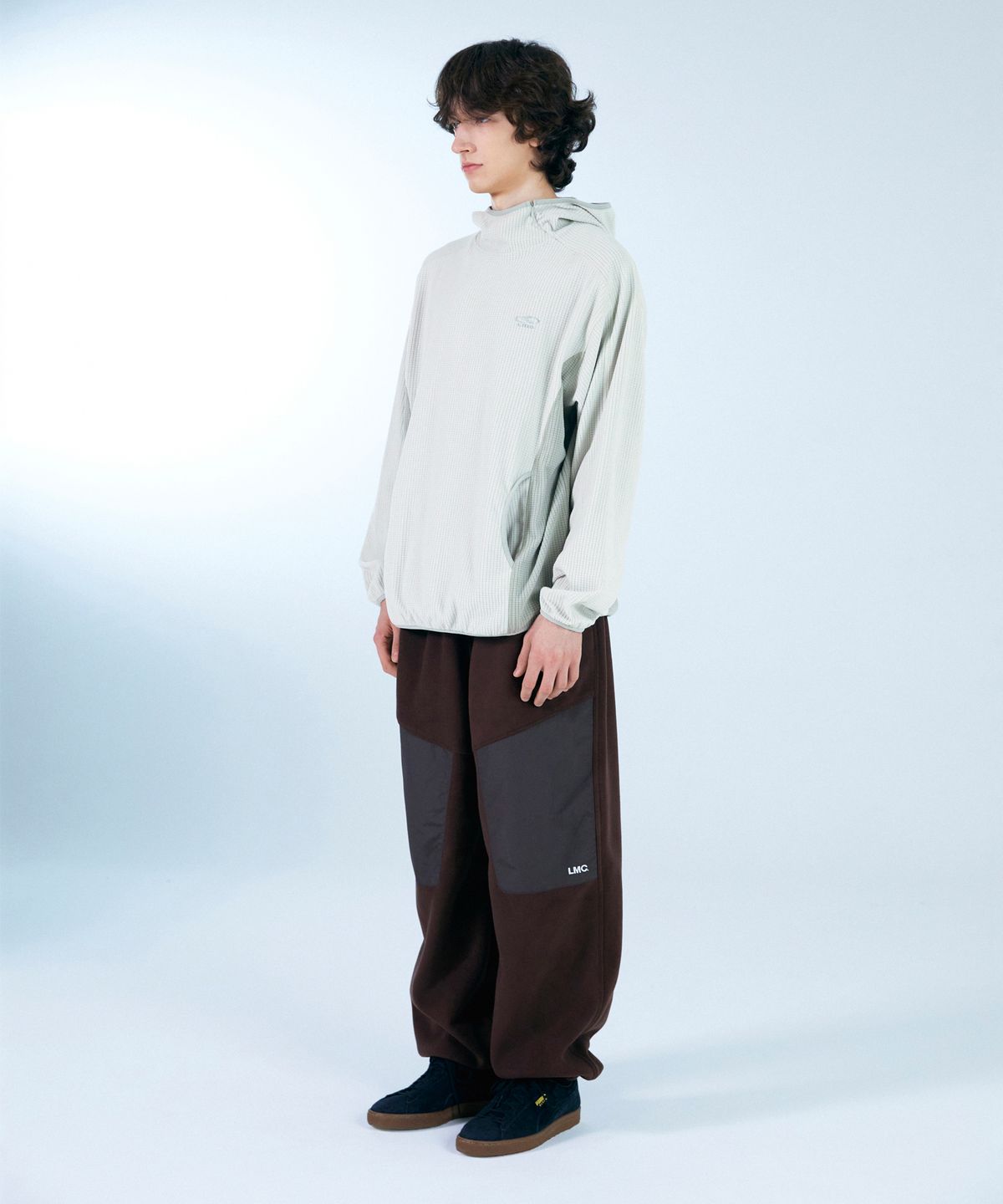 엘엠씨(LMC) GRID FLEECE PULLOVER HOODIE light gray