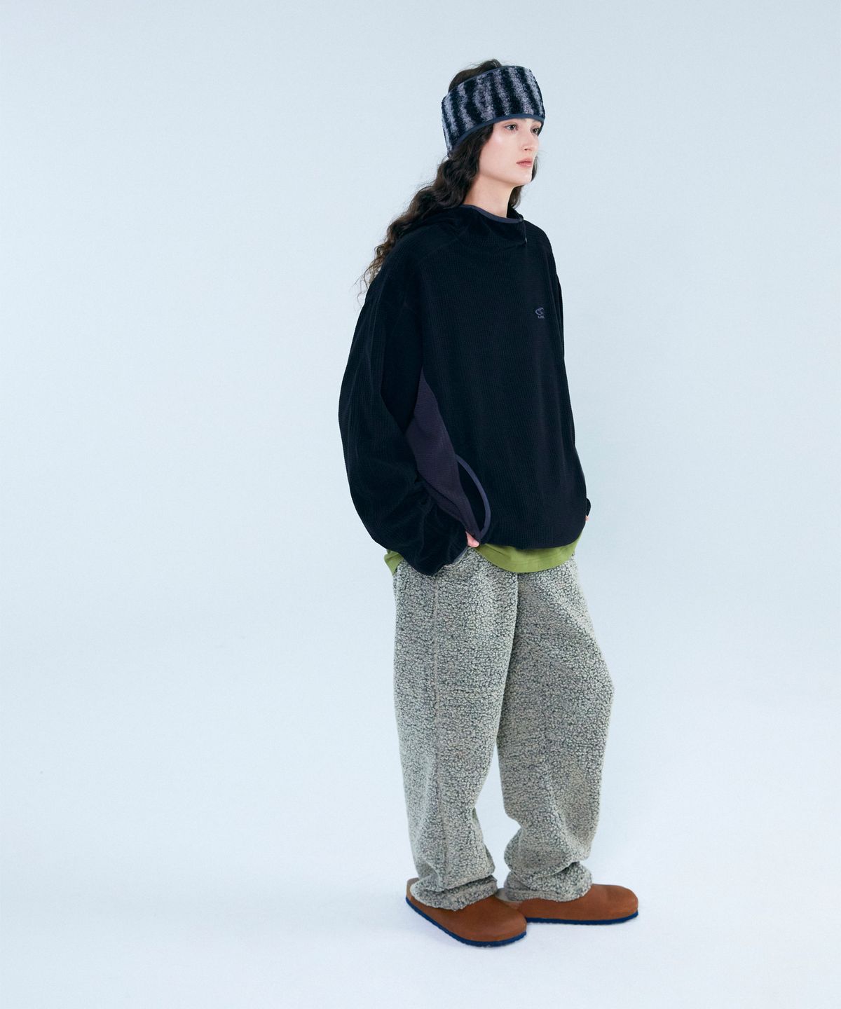 엘엠씨(LMC) GRID FLEECE PULLOVER HOODIE light gray