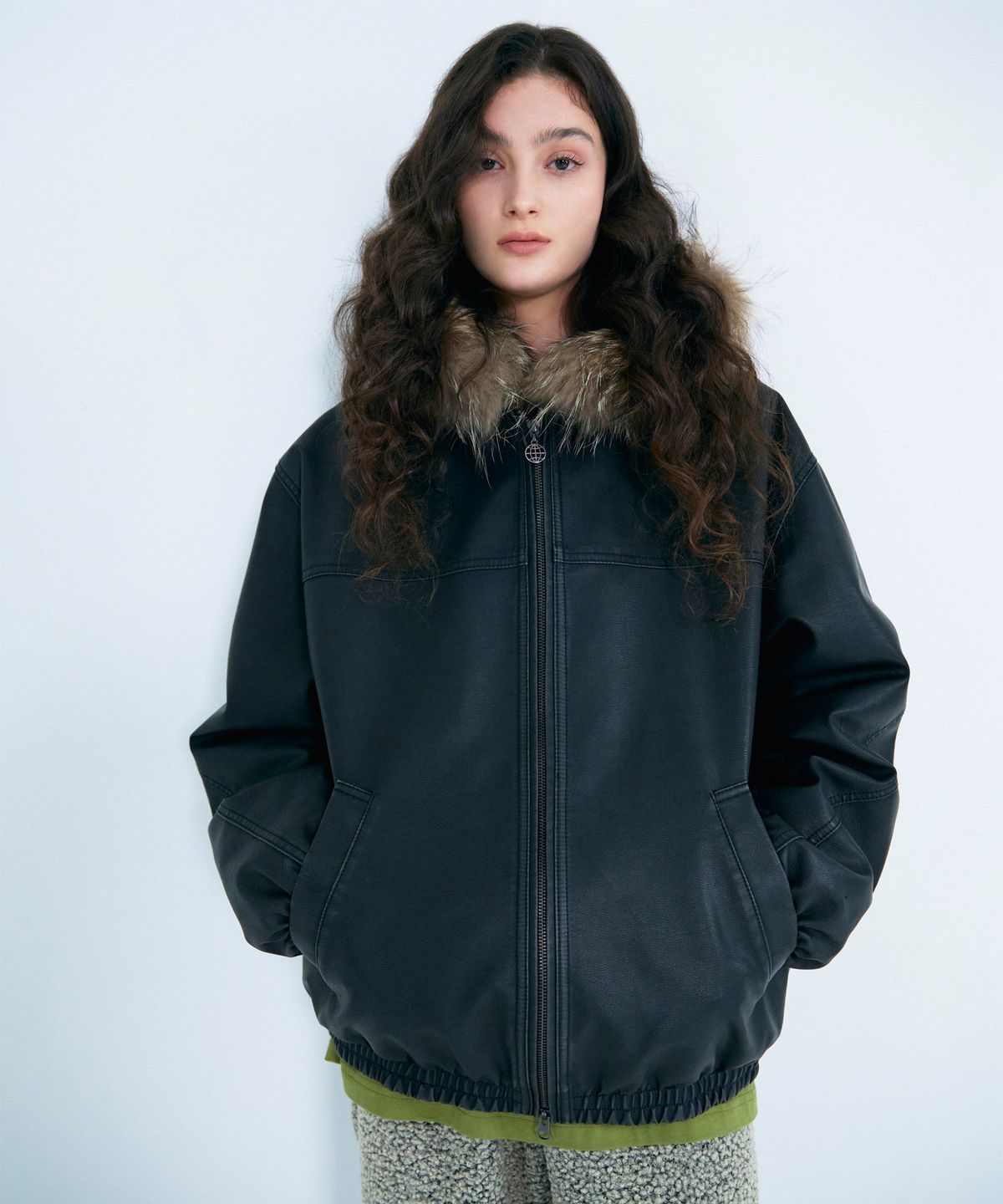 엘엠씨(LMC) FAUX LEATHER HOODED JACKET black