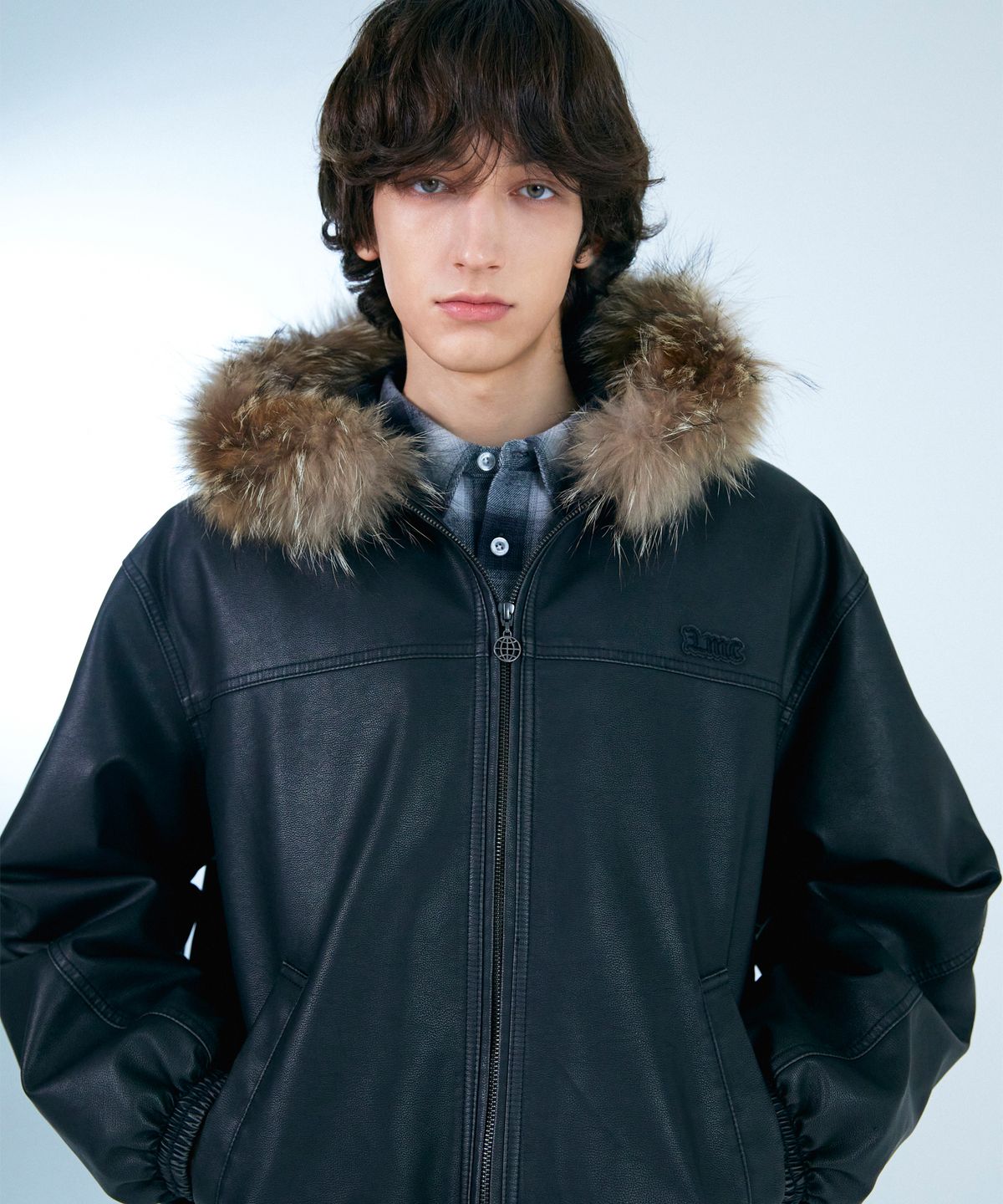 엘엠씨(LMC) FAUX LEATHER HOODED JACKET black
