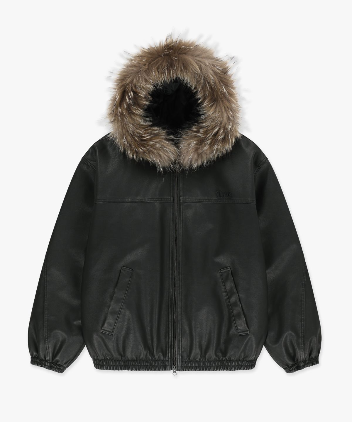 엘엠씨(LMC) FAUX LEATHER HOODED JACKET black
